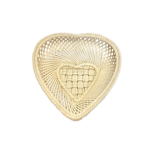 Antique early Belleek heart-shaped basket, circa 1890 to 1920