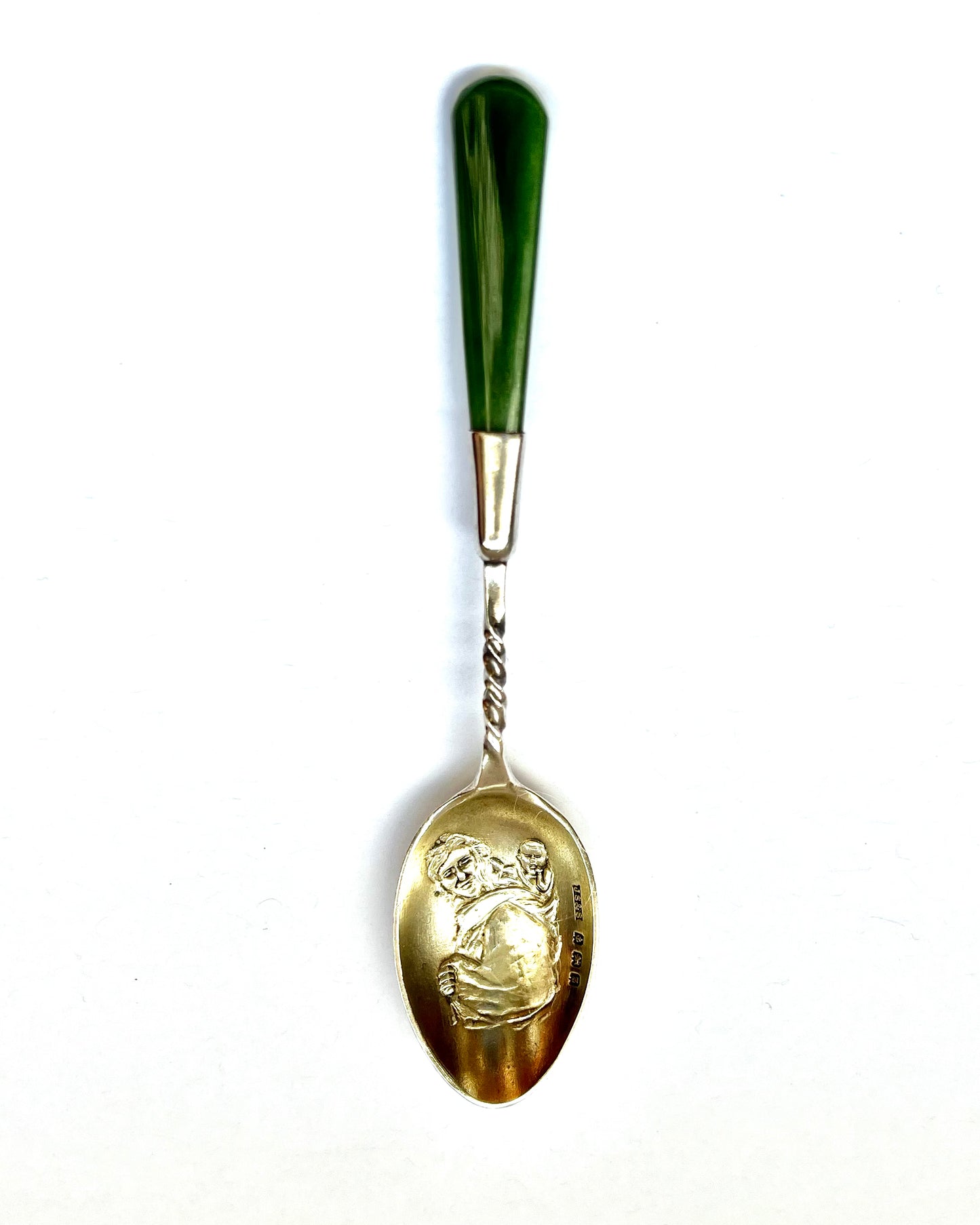 Antique New Zealand gilt on sterling silver tea spoon, Birmingham, 1924, James Swann & Son