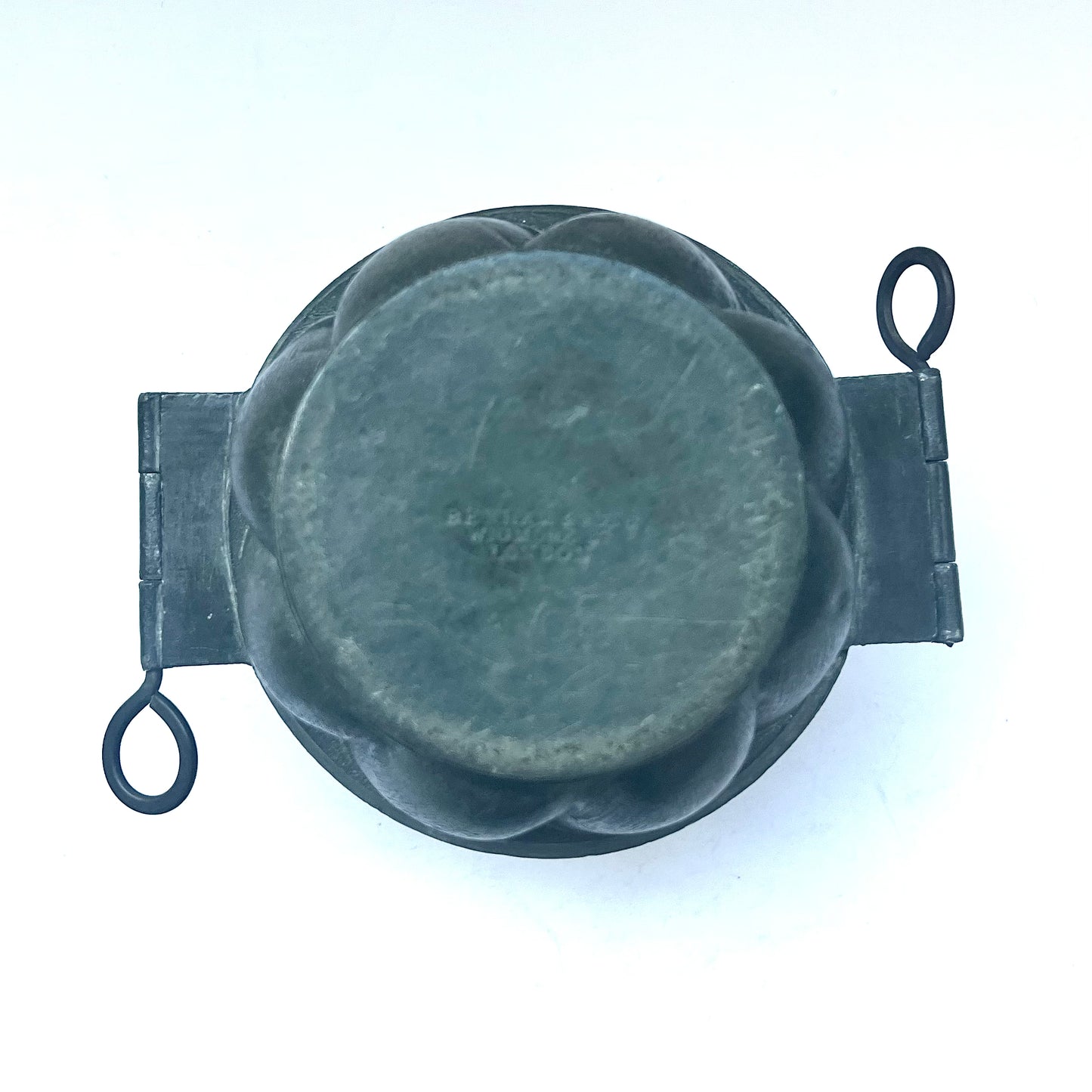 Late Victorian Benham & Sons double-section pewter jelly or ice cream mould circa 1864 to 1891