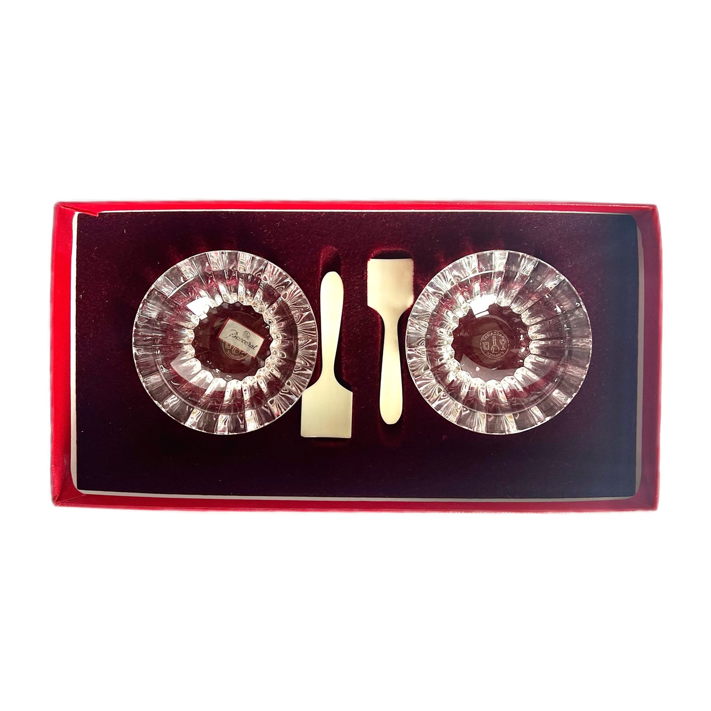 Vintage set of 2 Baccarat crystal caviar bowls in original box
