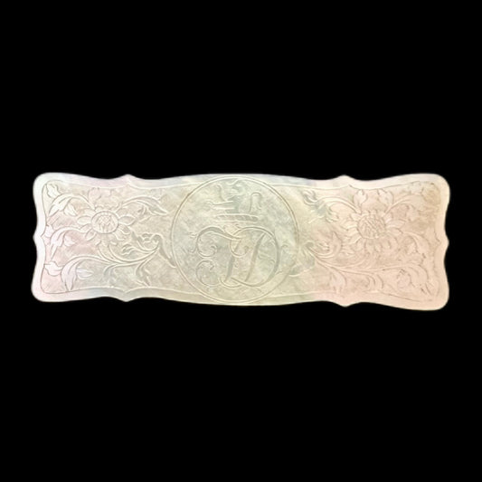 Antique Regency period crested rectangular mother-of-pearl gaming token