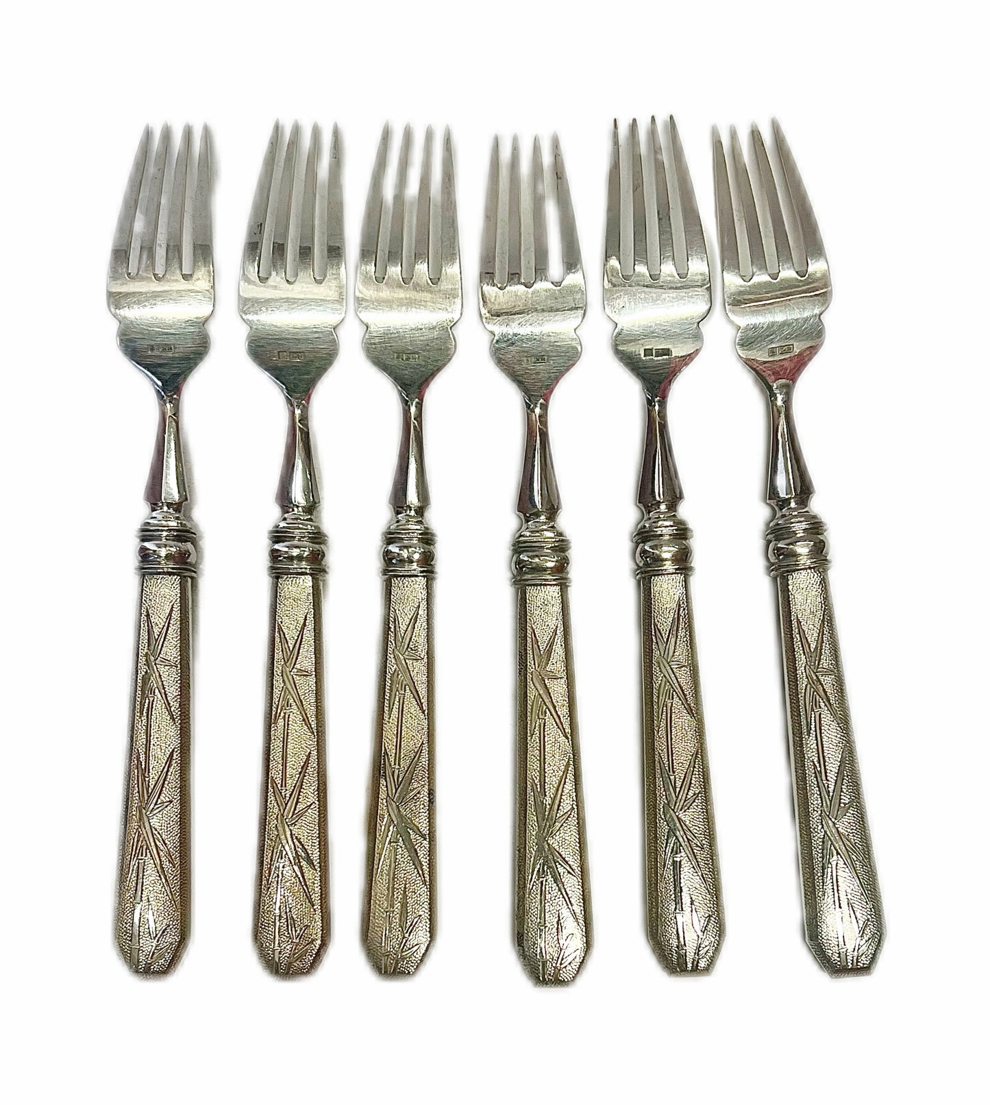Near antique 12 piece set of Chinese export silver fish eaters, Shanghai Municipal Police Supt. Lovell's estate
