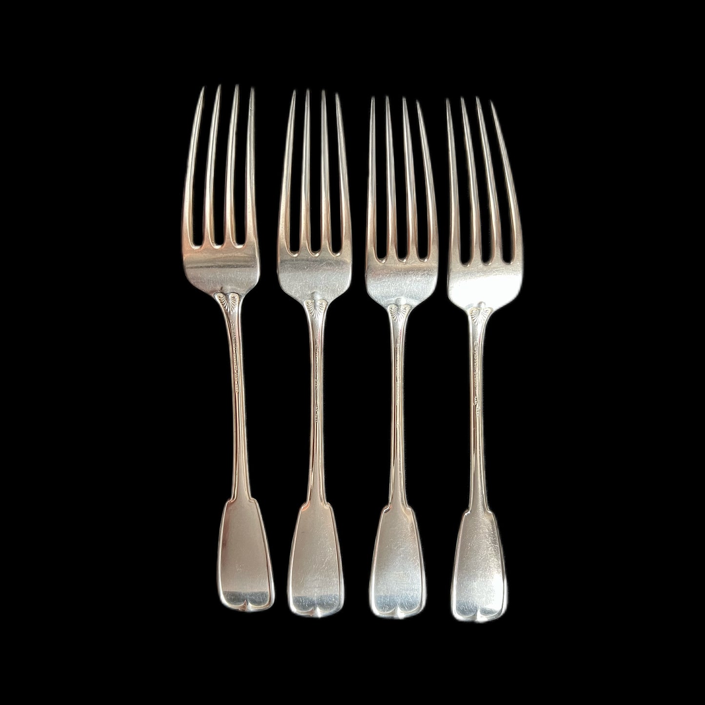 Set of 4 antique Tiffany & Co. Palm Pattern sterling silver dinner forks