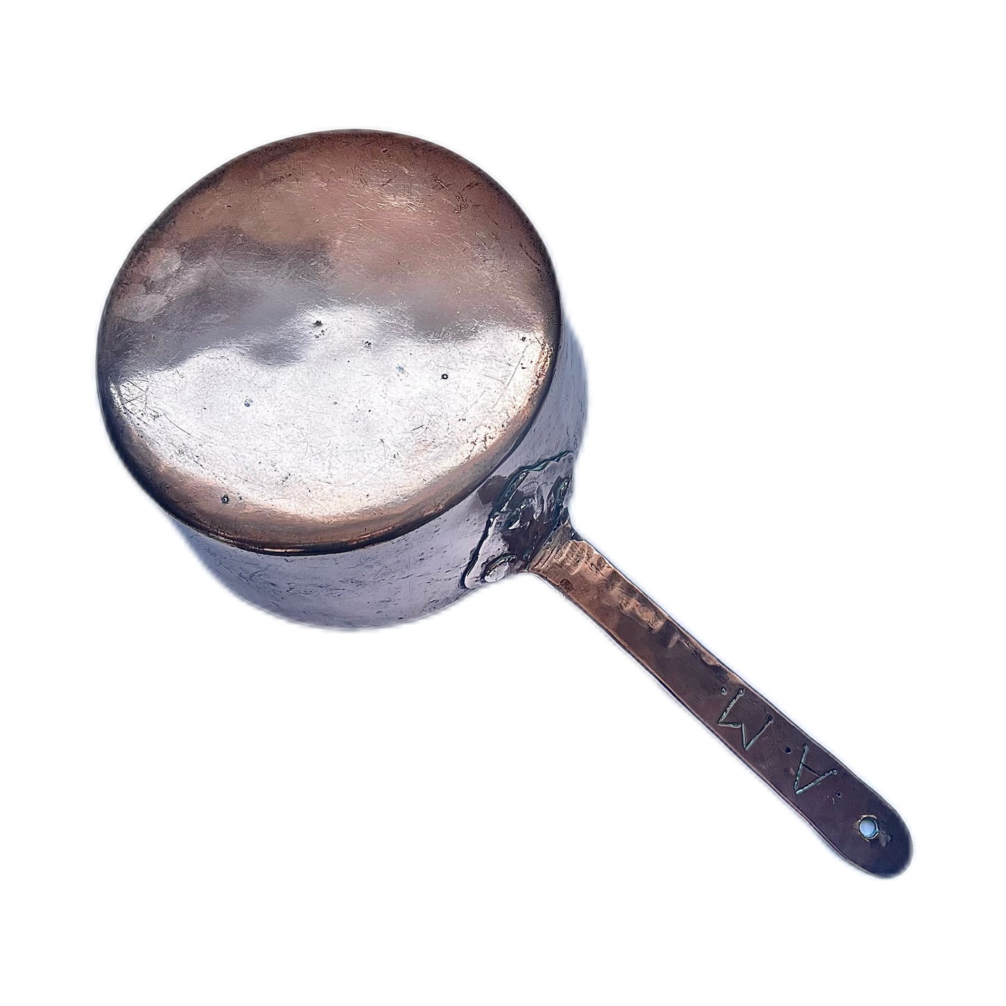 Antique European solid copper saucepan, late 18th to early 19th century