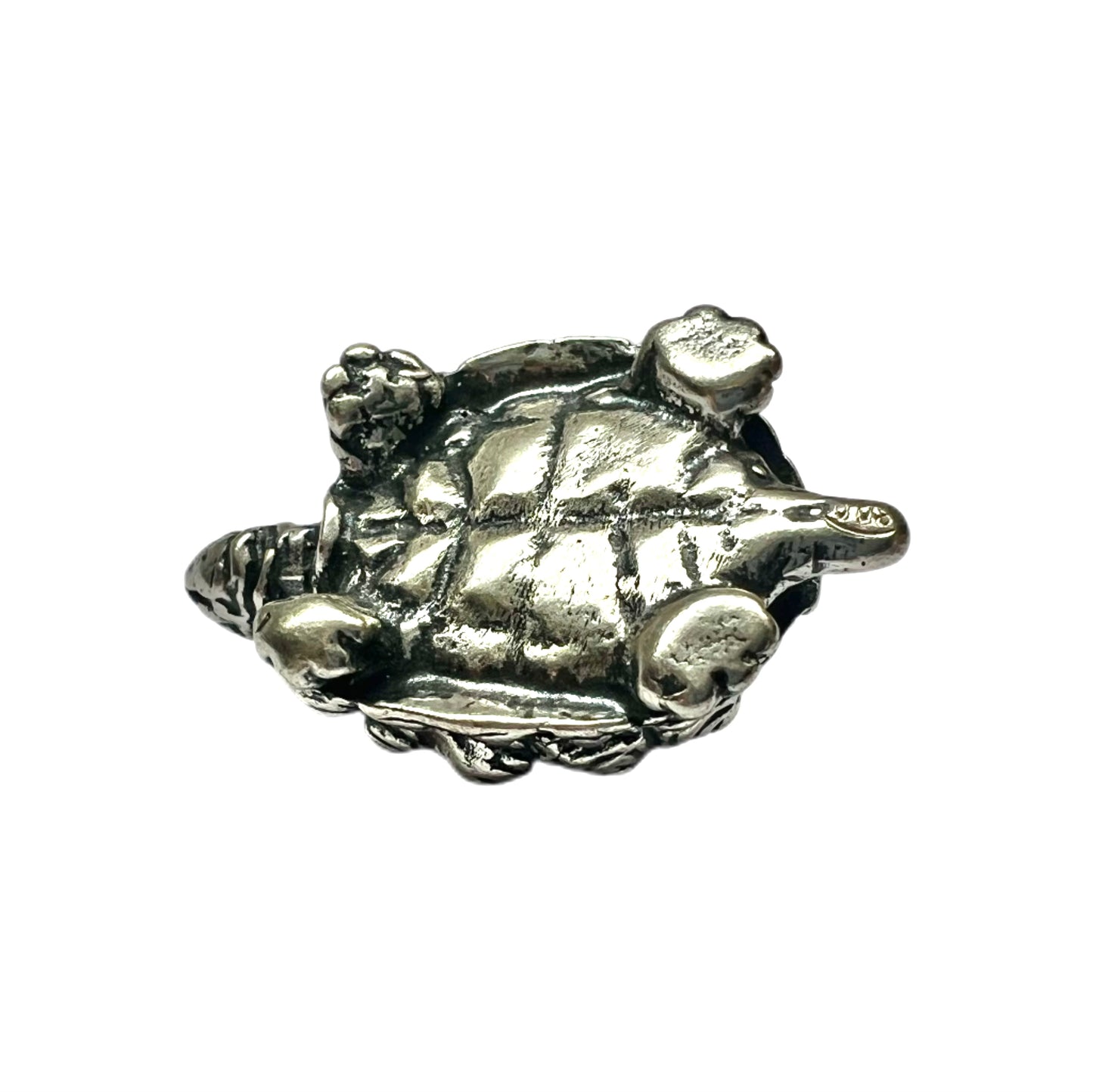 Vintage miniature novelty figural silver tortoise figurine