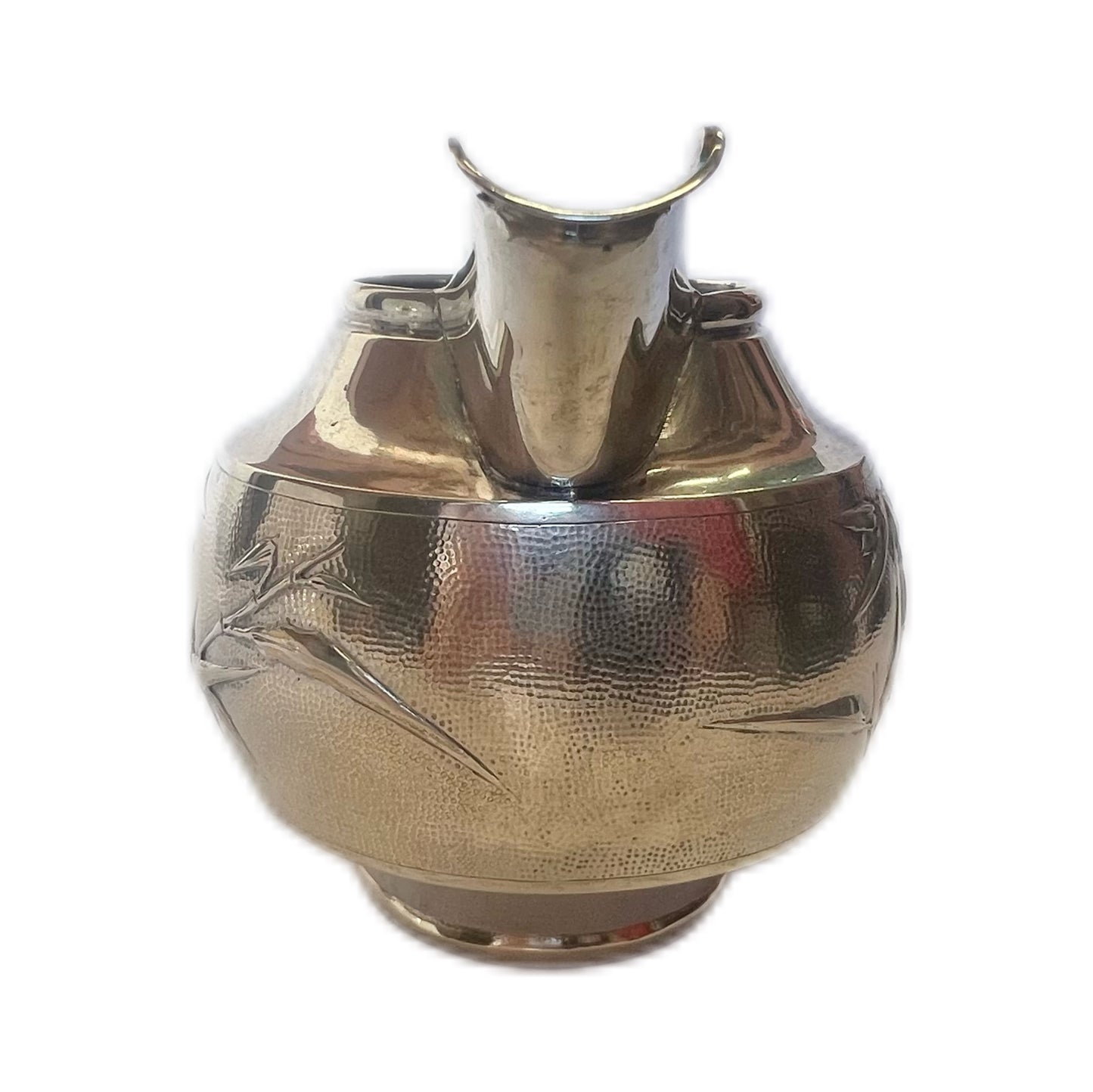 Near antique Chinese export silver 3 piece tea set with rosewood tray, estate of Shanghai Police Supt. Lovell