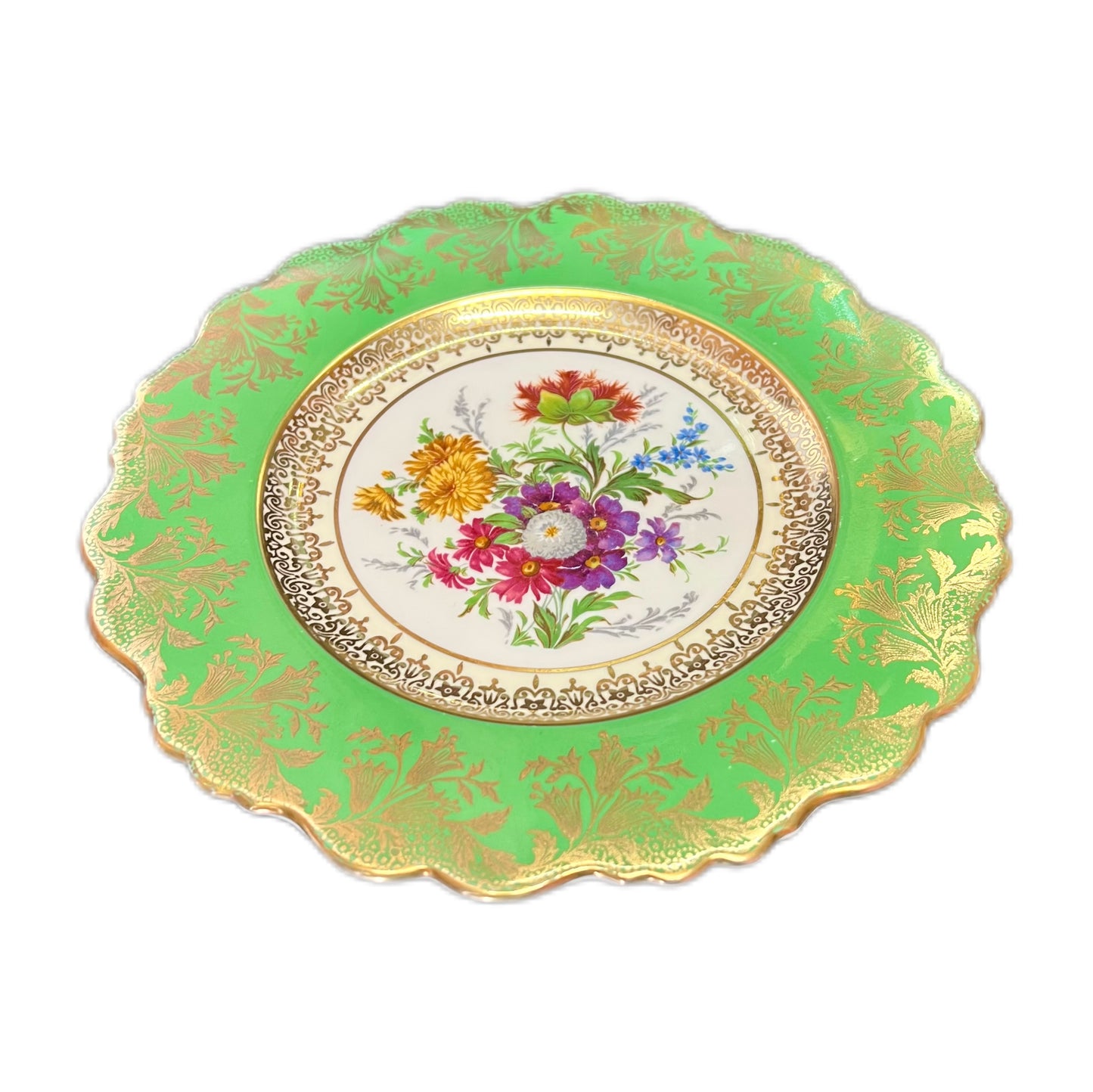 Vintage 1940s to 1950s Paragon green bone china cake plate