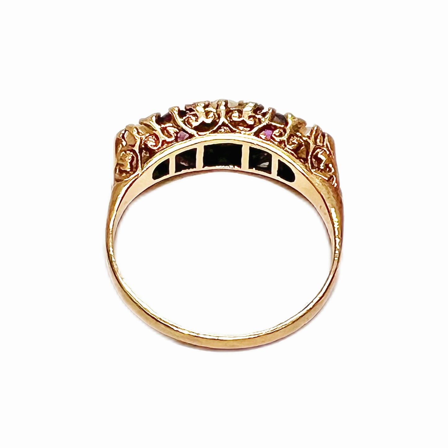 Early Edwardian 9ct amethyst and pearl ring