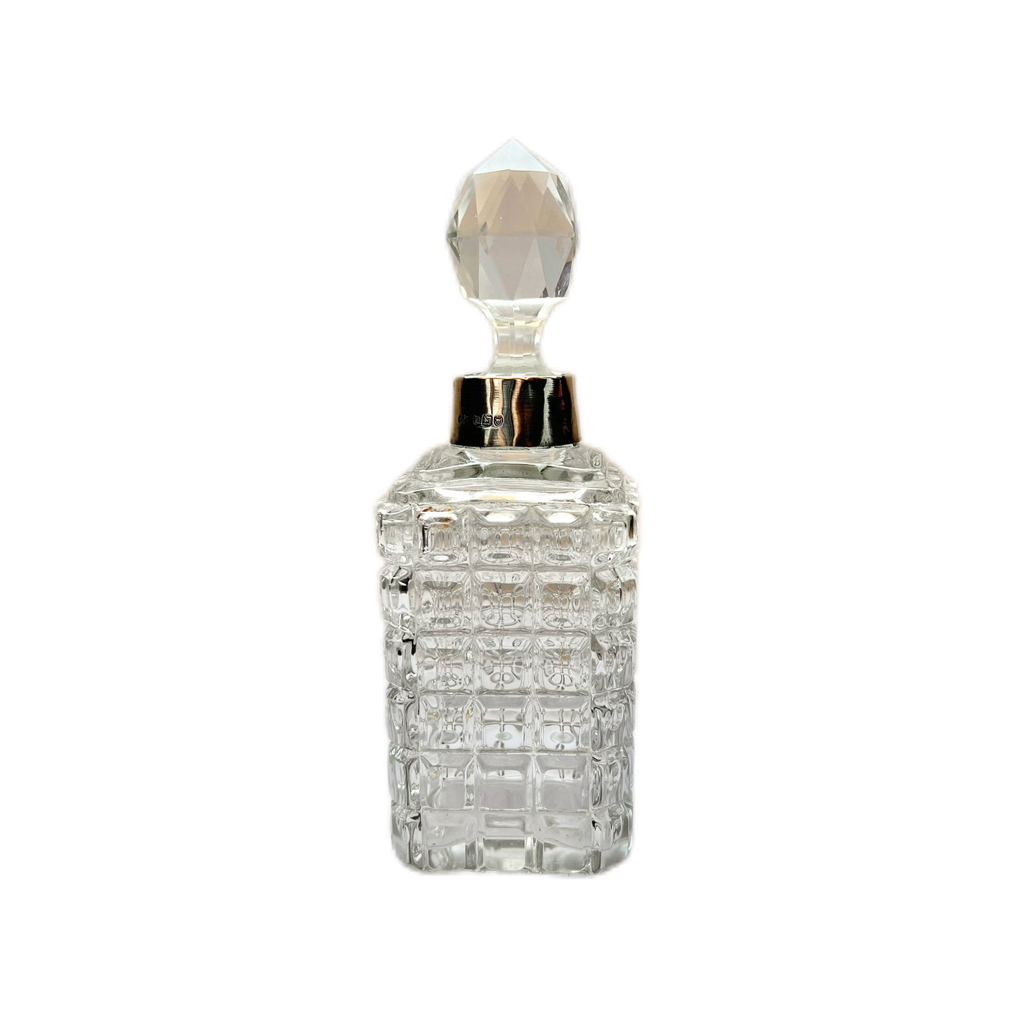 Antique Edwardian cut glass and sterling silver toiletry /scent bottle, London 1907