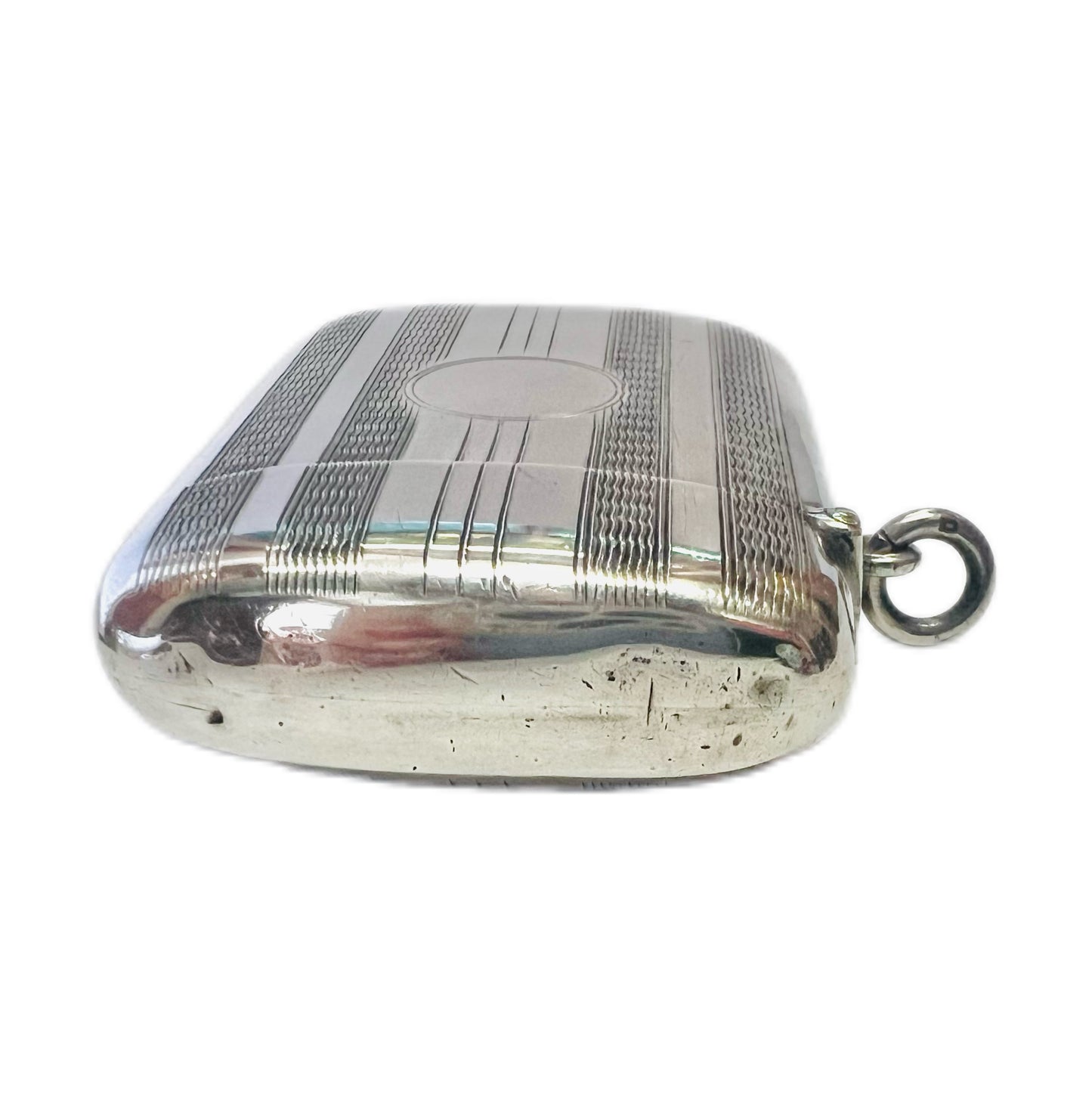 罕见的 1920 年代“Strikeesi”乔治五世纯银火柴盒，附原装卡片