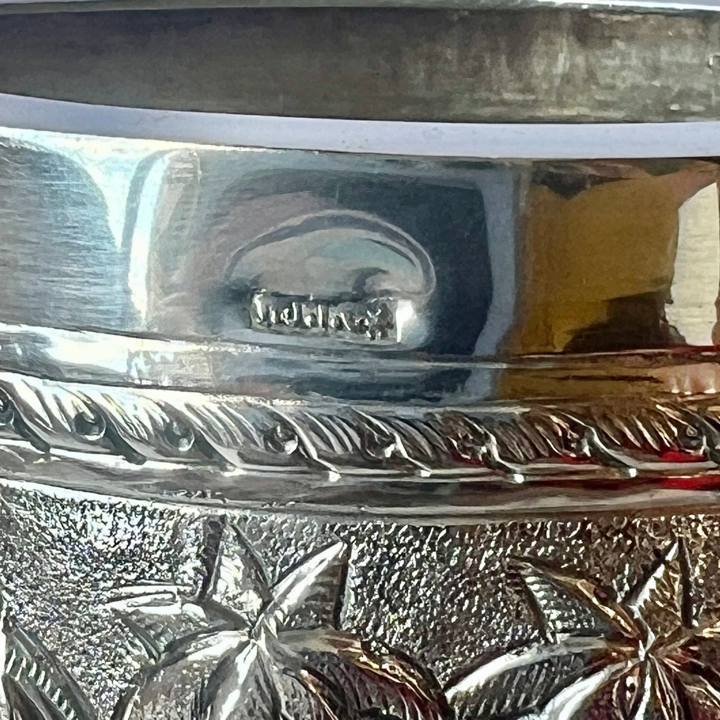 Late Victorian to Edwardian period Anglo-Indian Calcutta silver tea set comprising teapot, sugar bowl and creamer jug