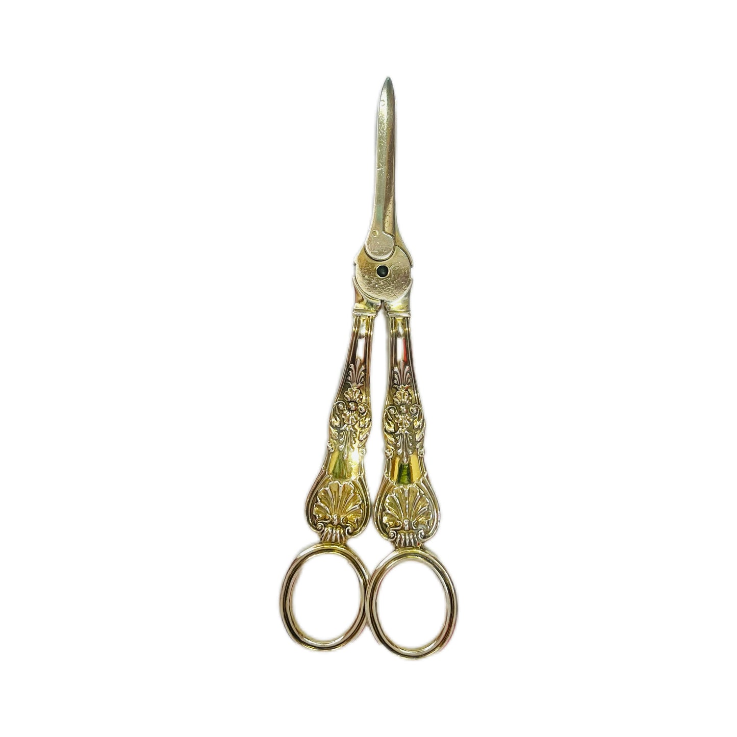 Pair of William IV sterling silver grape scissors with marks for London, 1824, William Eley II