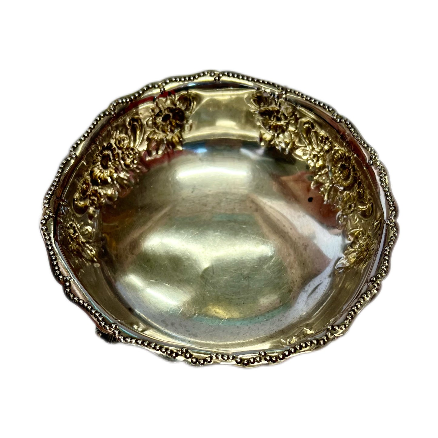Antique Victorian sterling silver footed sugar bowl with Green Man motifs