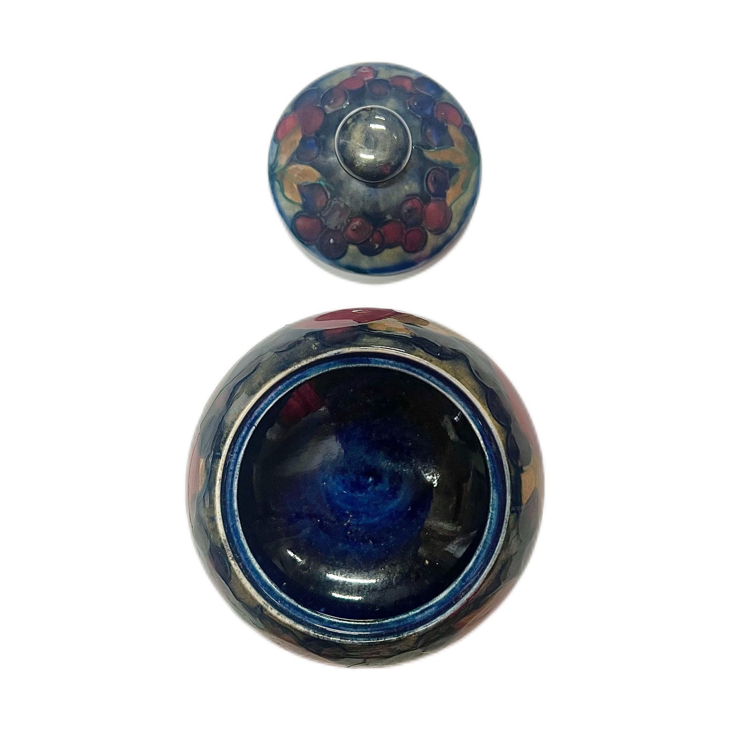 Antique William Moorcroft Fruit & Berry pattern lidded bowl