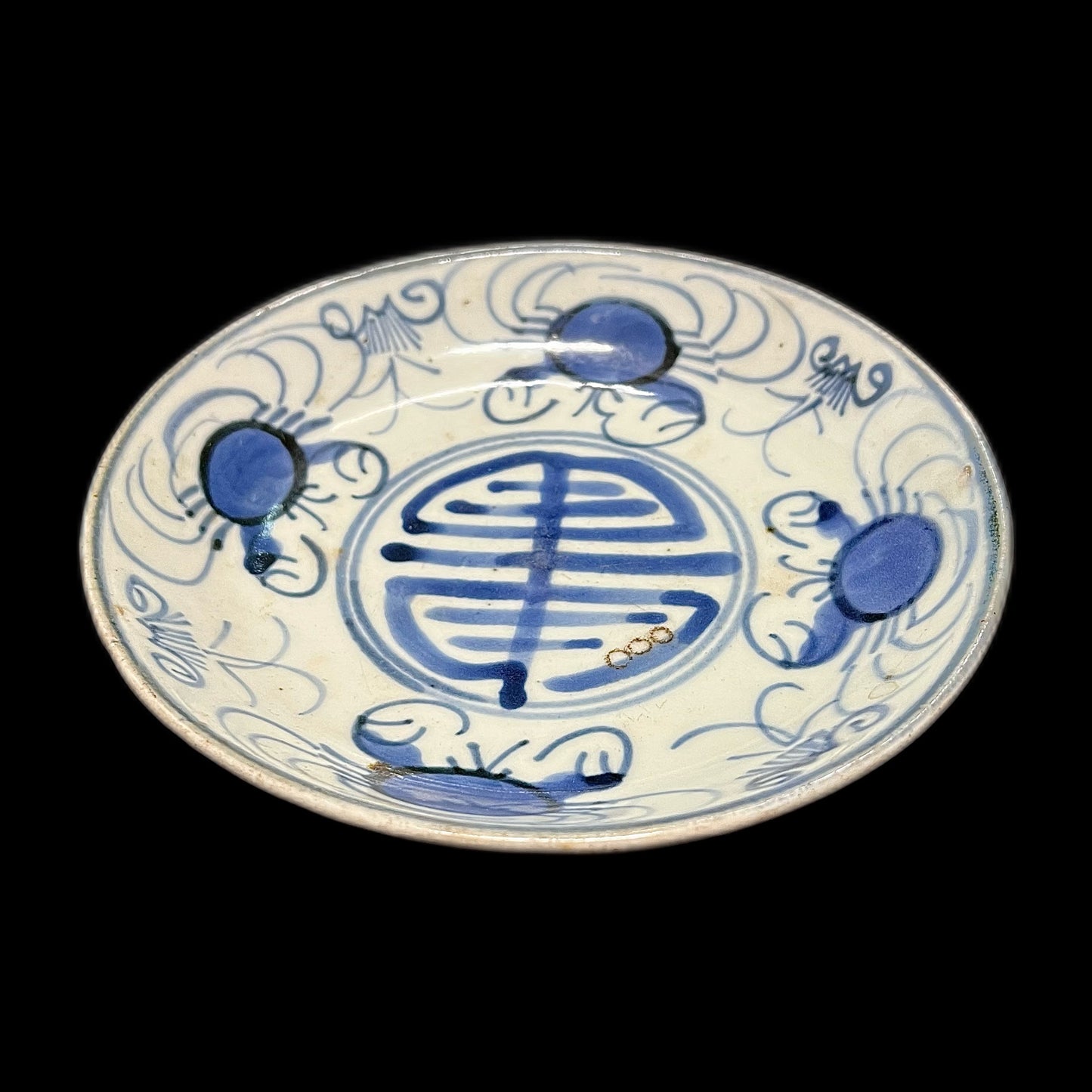 Antique 18th century early Qing crab and seaweed dish