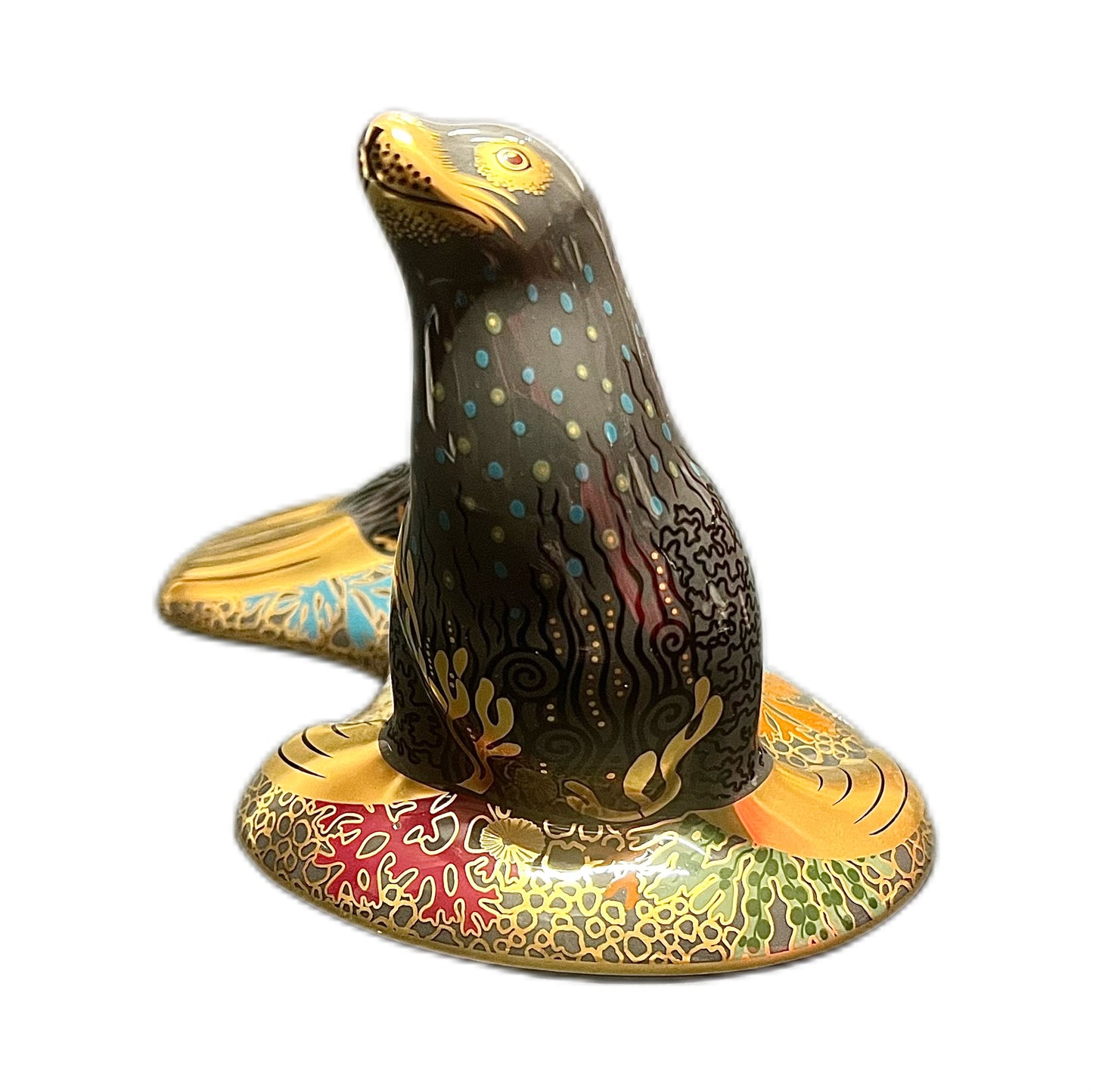 Large Royal Crown Derby Sea Lion paperweight figurine, Collectors Guild Exclusive 2009