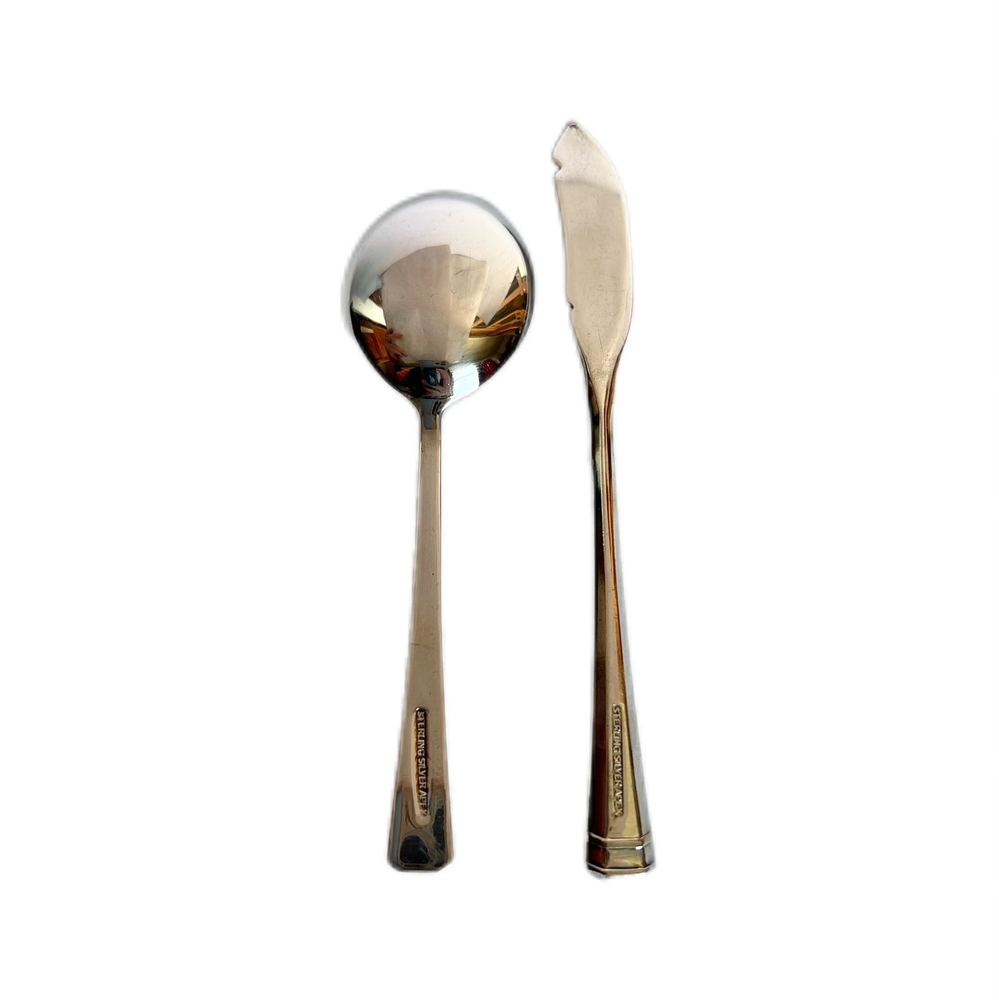 Vintage Australian Art Deco sterling silver spoon and butter spreader by Apex