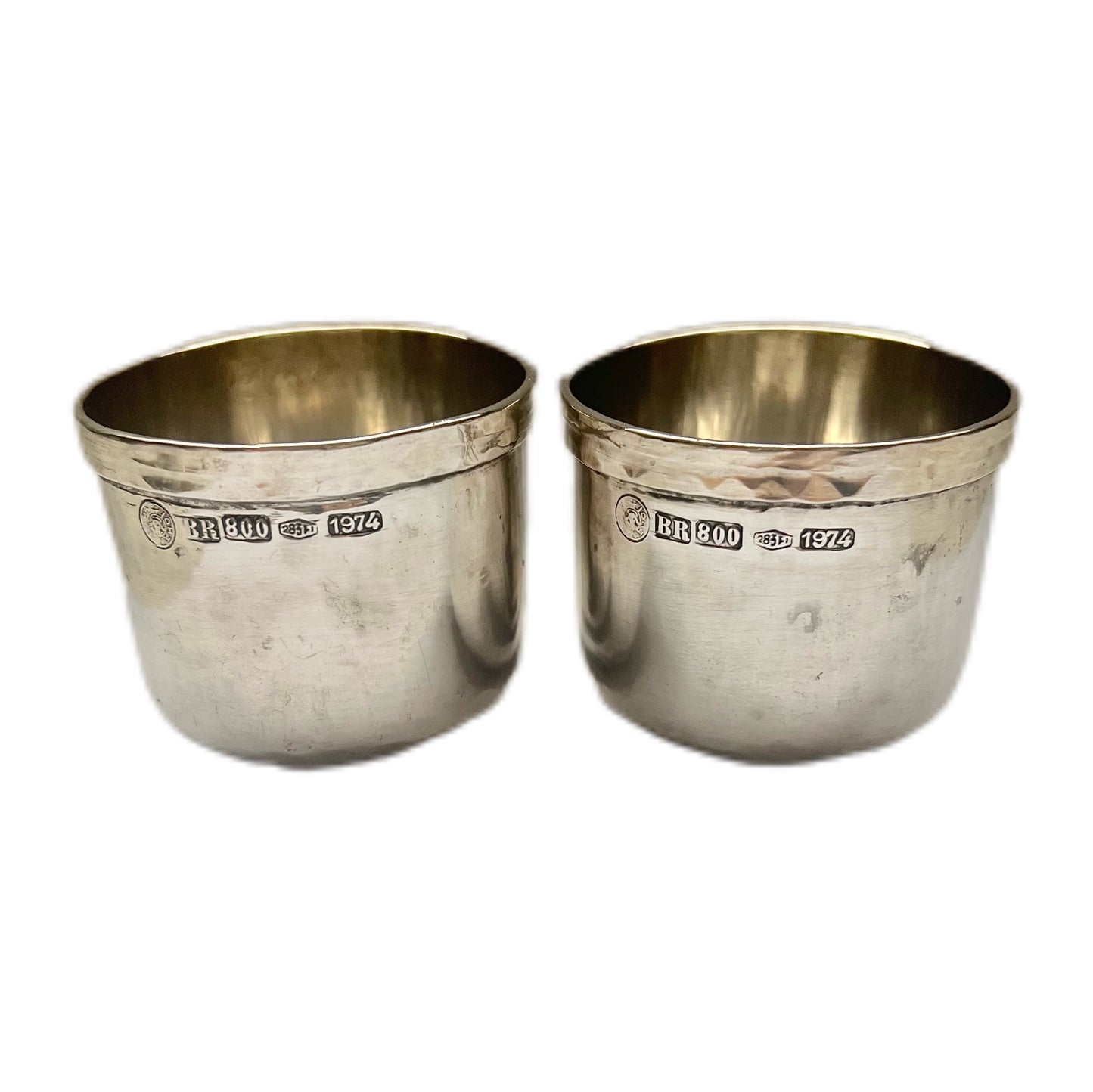 Pair of Brandimarte .800 silver liqueur glasses circa 1974