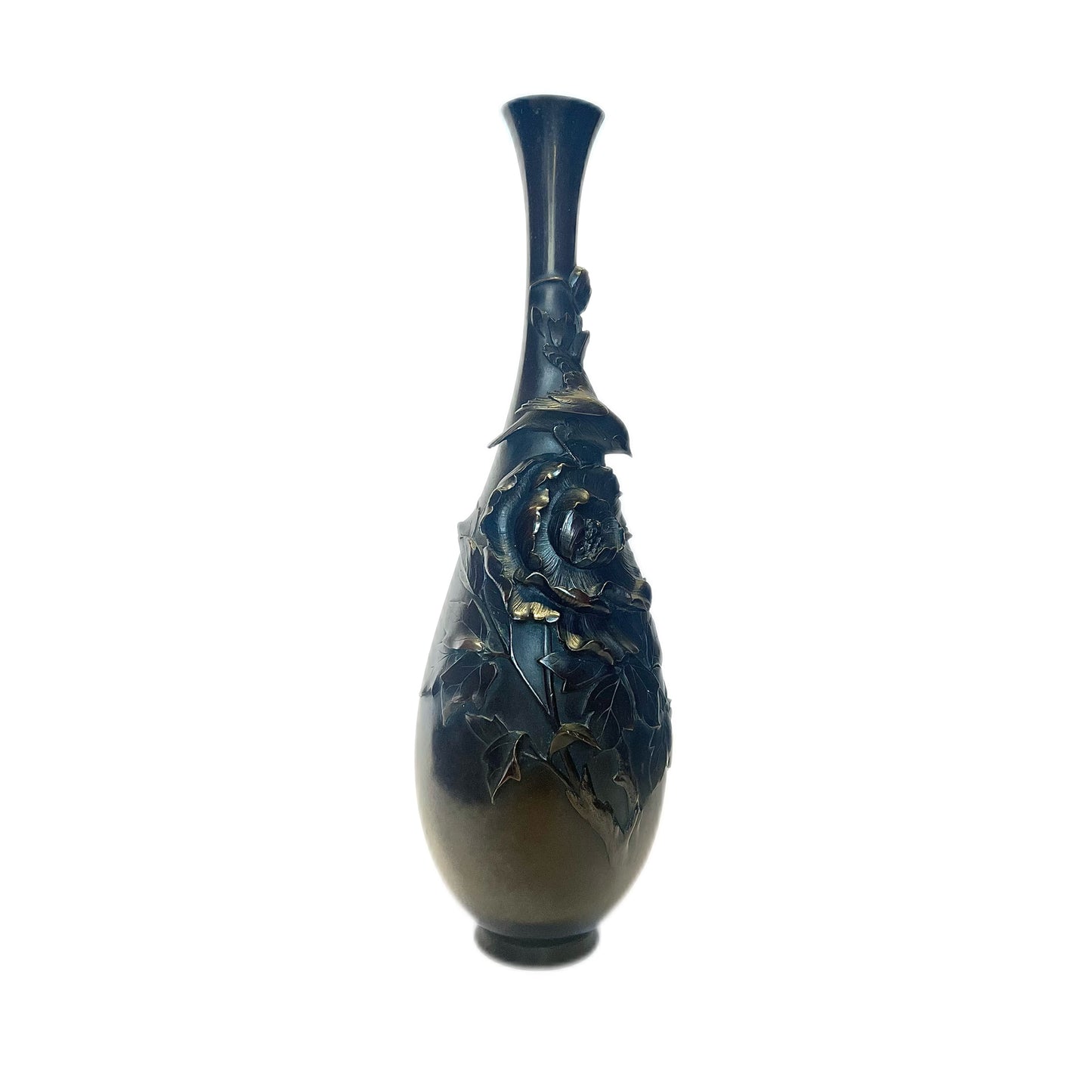Antique 19th century Edo period Japanese bronze vase by Juko Toshimitsu (signed Juko)