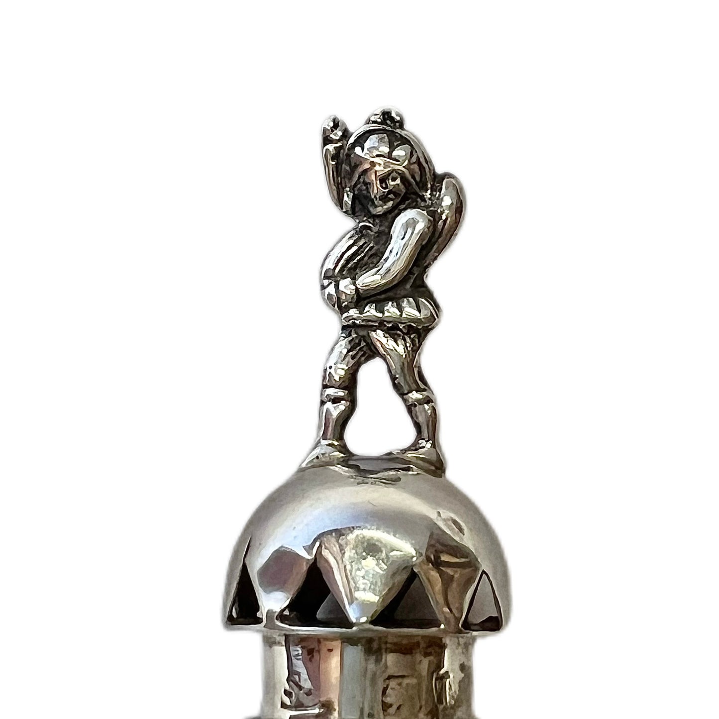 Late Victorian crested sterling silver ‘Mr Punch’ novelty sealing wax & matches holder