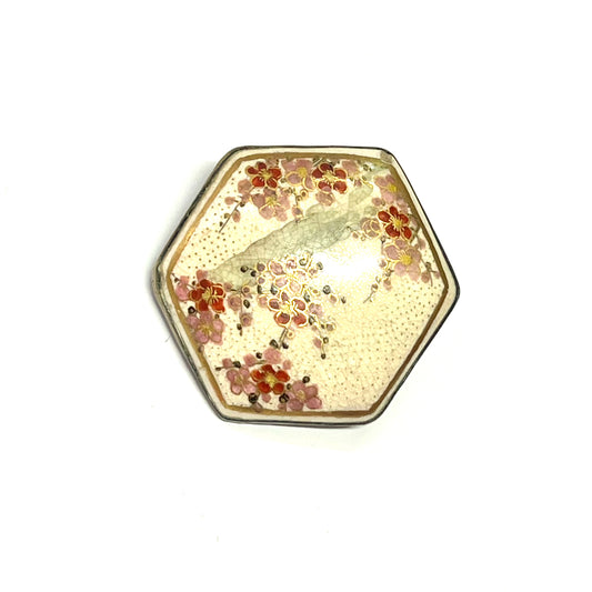 Late Meiji to Taisho Period Satsuma cherry blossom brooch