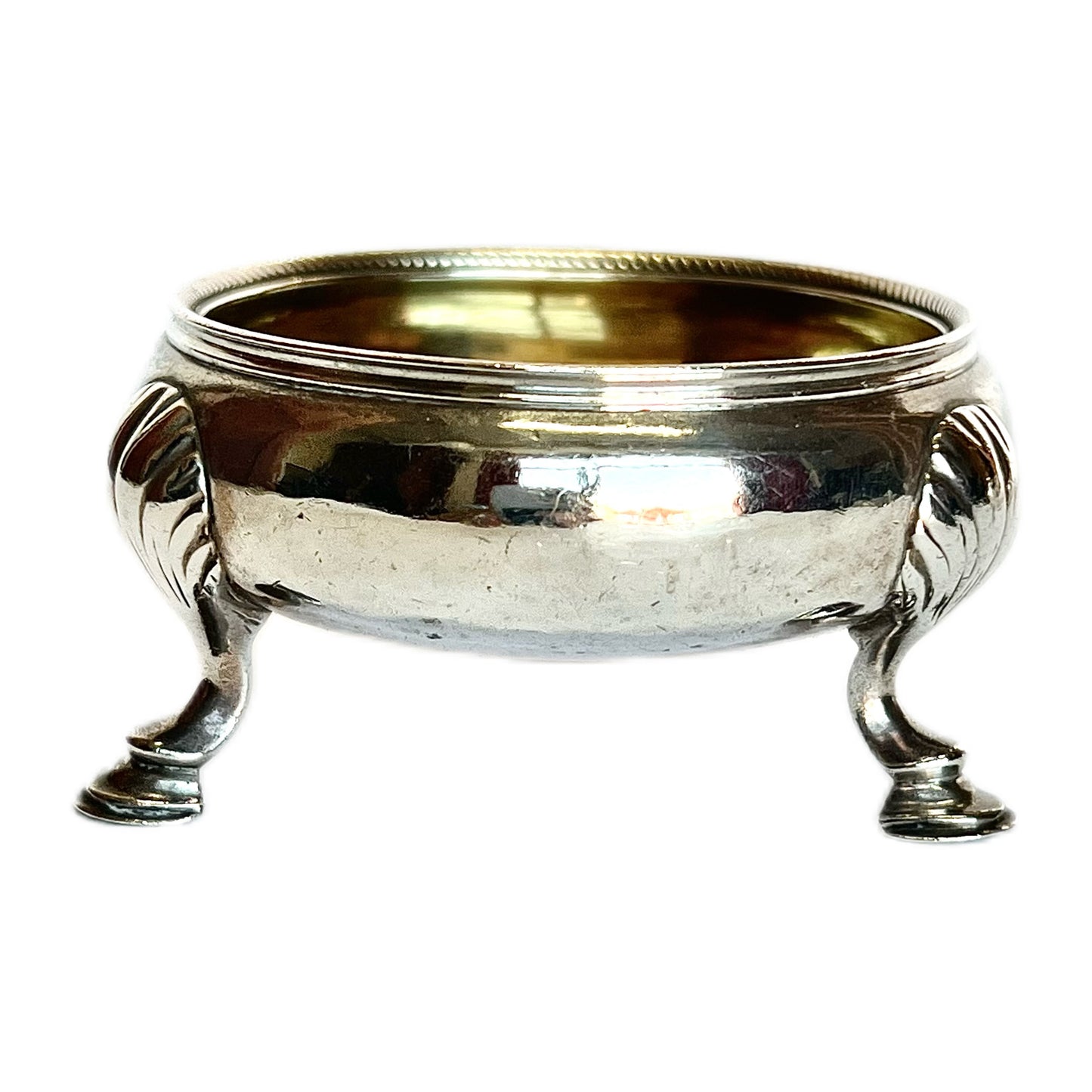 Pair of early George III sterling silver salt cellars by George Rous