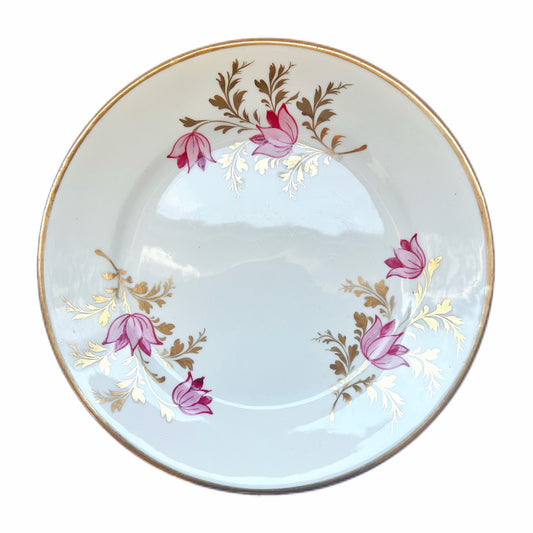 Antique unmarked English bone china plate, circa mid 19th century