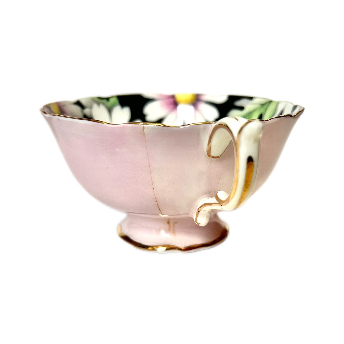Near antique 1930s Paragon Pink Daisy teacup and saucer as found