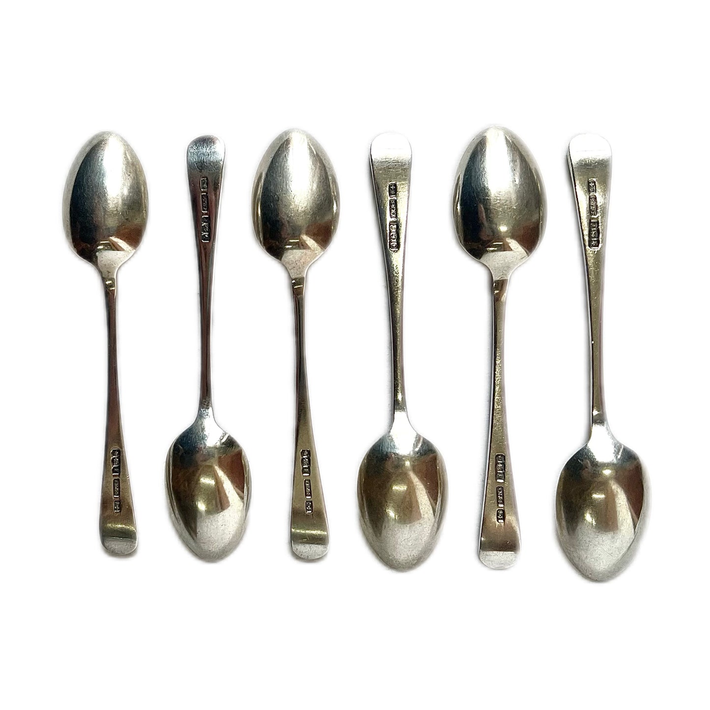 Set of six George V sterling silver coffee spoons with original case