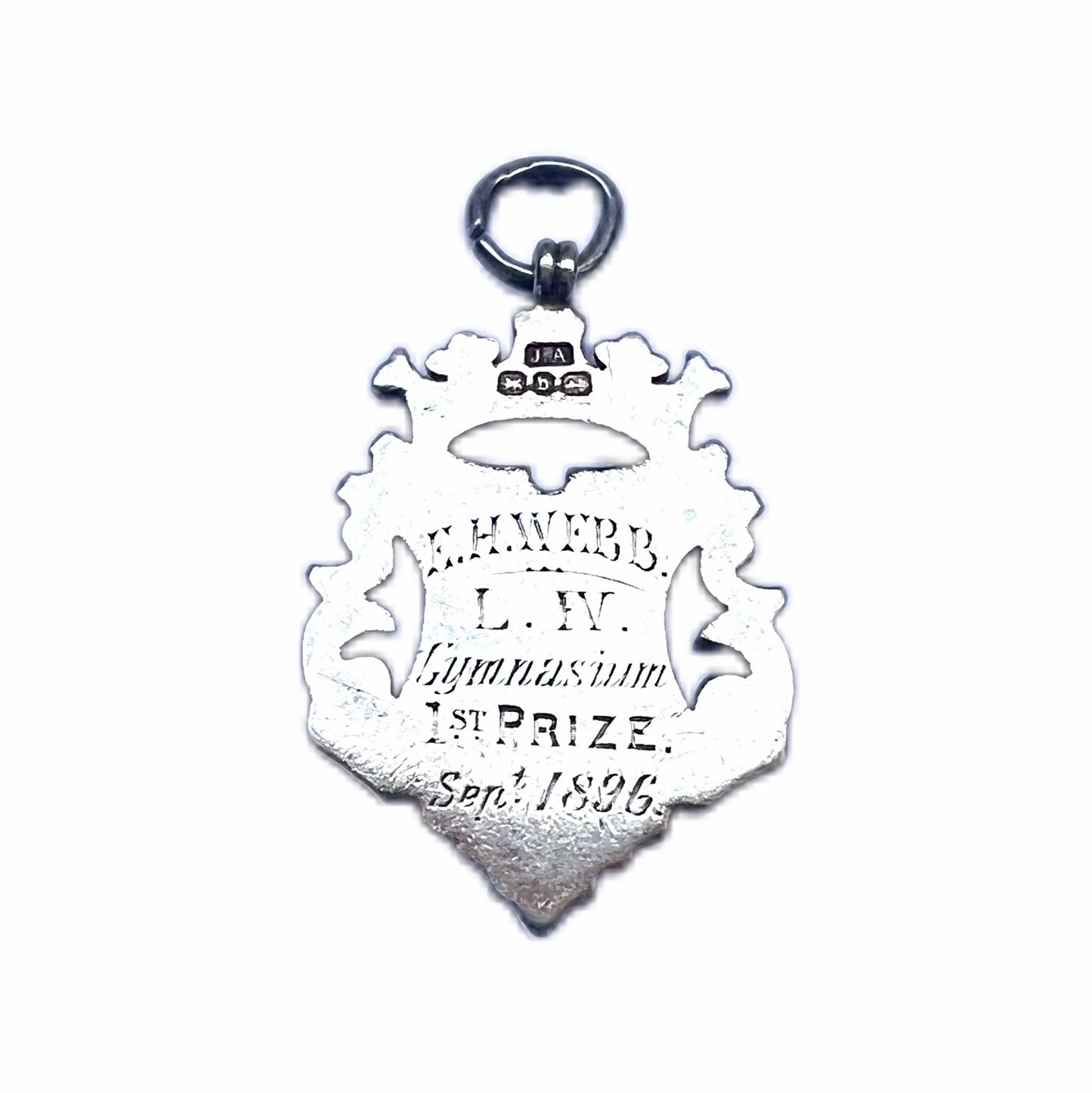 antique sterling silver fob medal attributed to James Allen with assay marks for Birmingham 1876