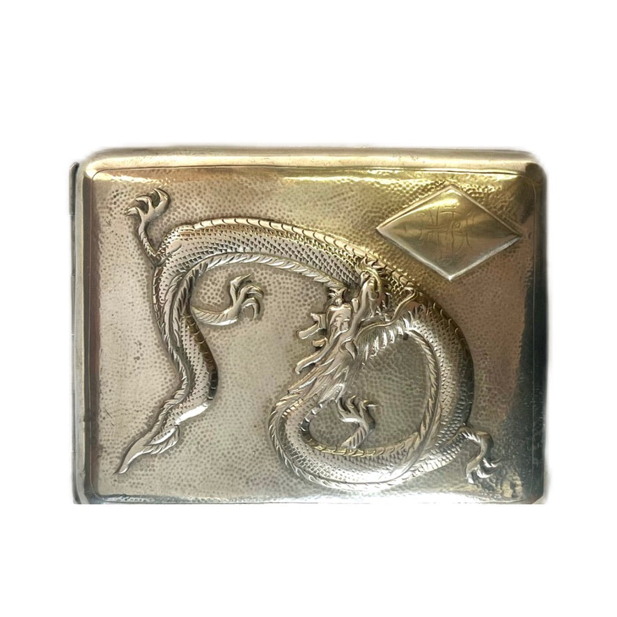 Near antique Chinese export silver cigarette case, estate of Shanghai Police Supt. J.F. Lovell