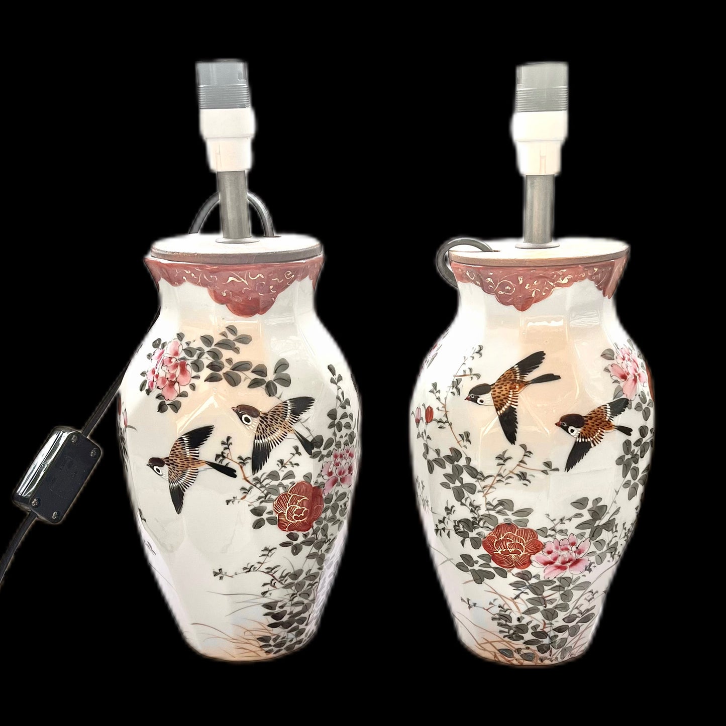 Pair of Meiji Period Nishiura Enji Lamp Vases, 19th century