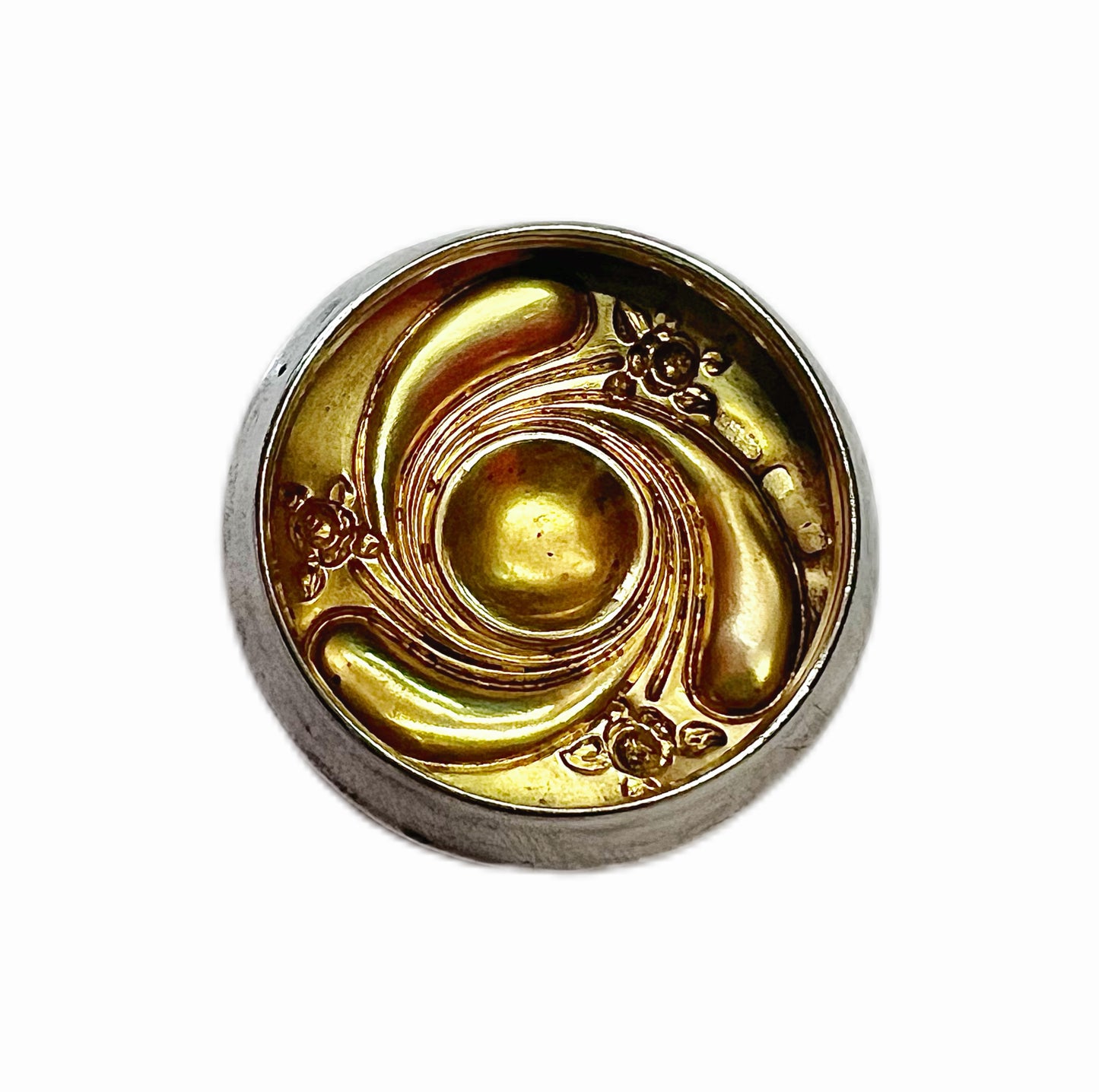 Edward VII sterling silver and cut glass British Art Nouveau rouge or pill box