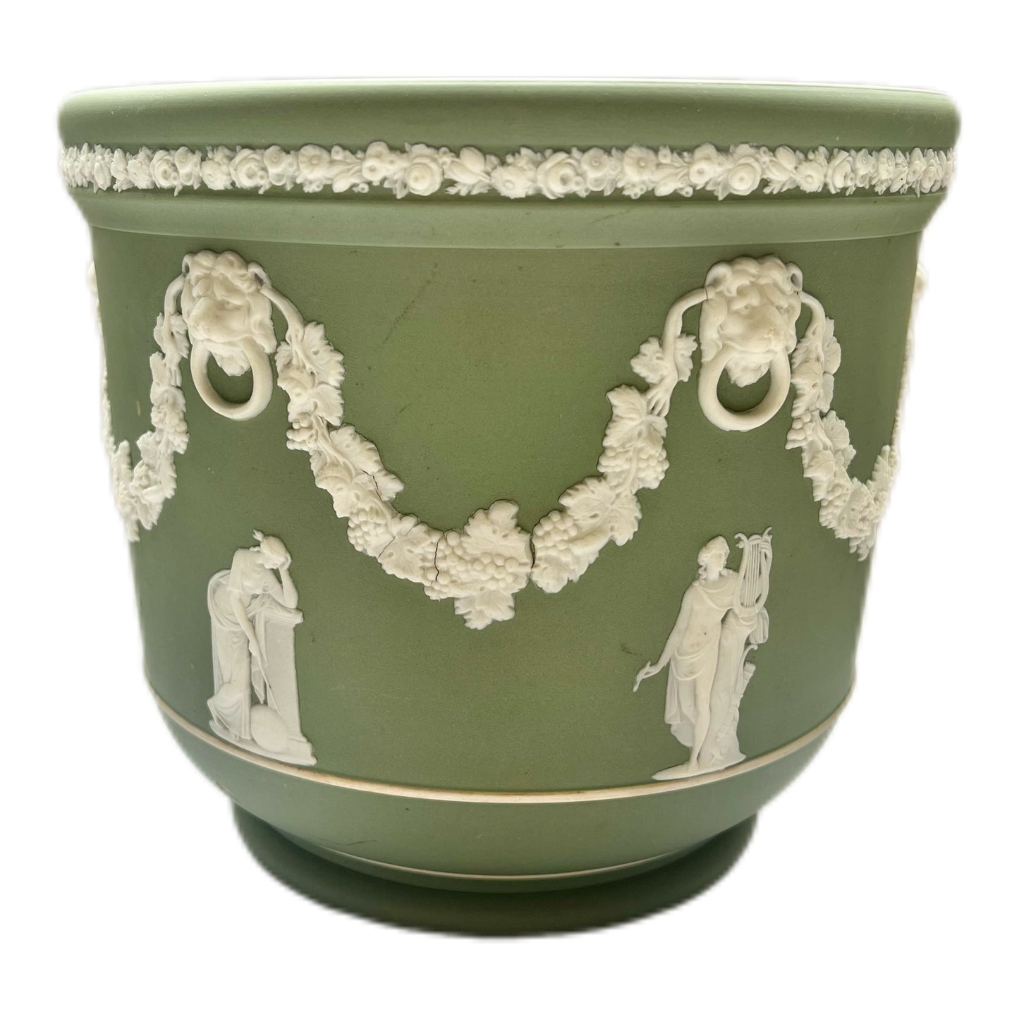 Antique green Wedgwood jasperware jardiniere