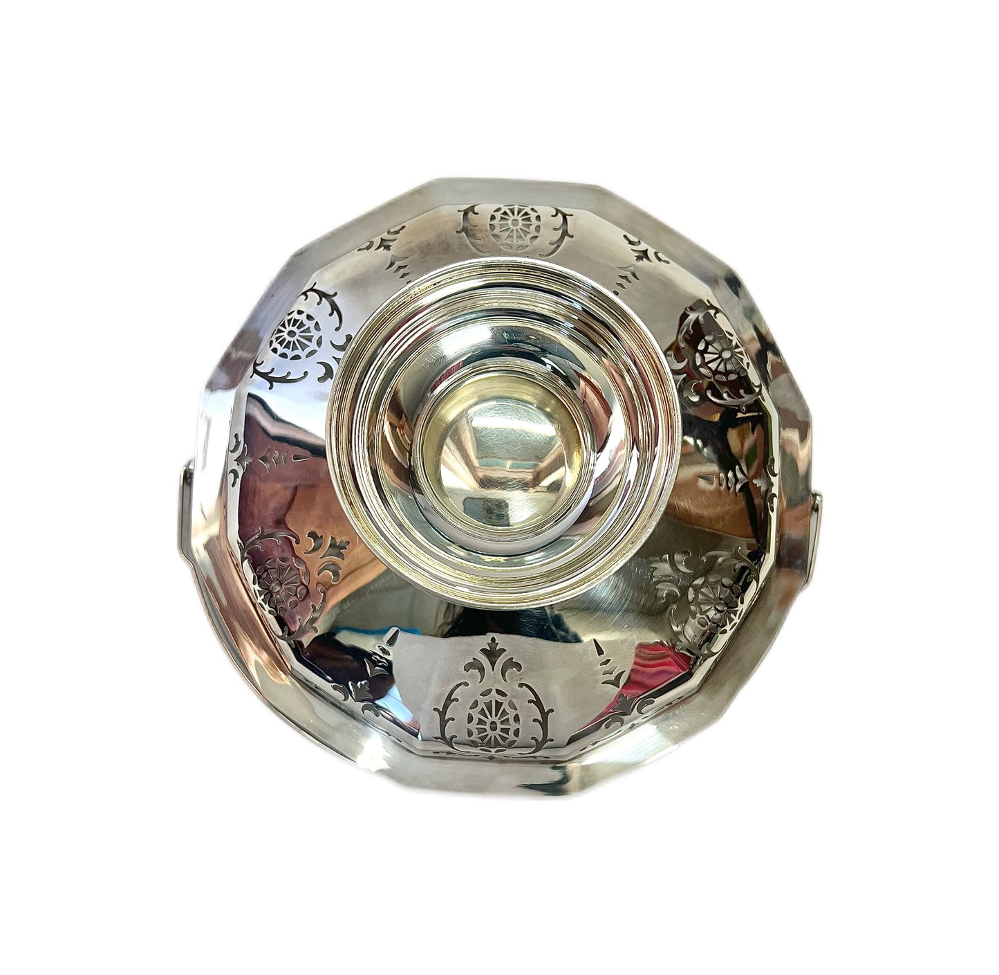Antique George V sterling silver swing-handled basket by William Suckling