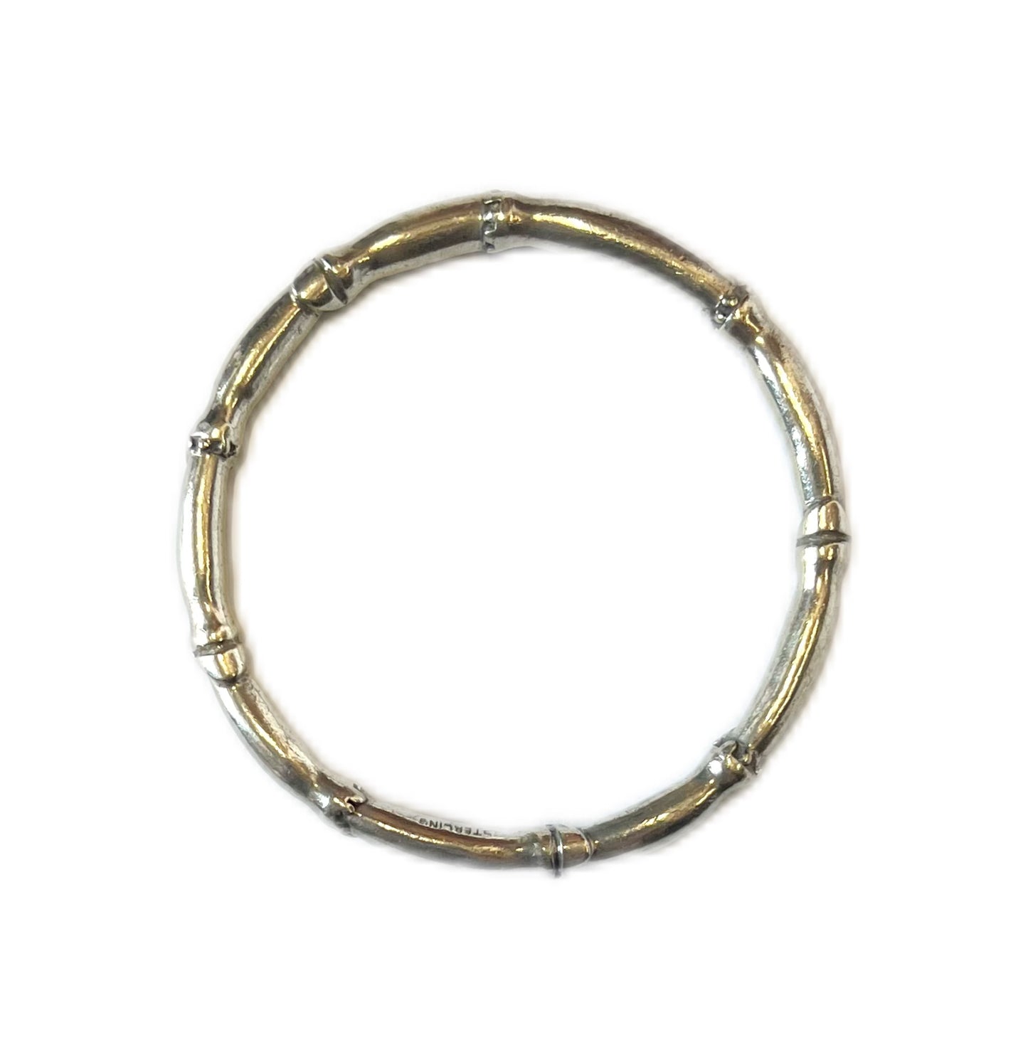 Vintage solid sterling silver bamboo bangle