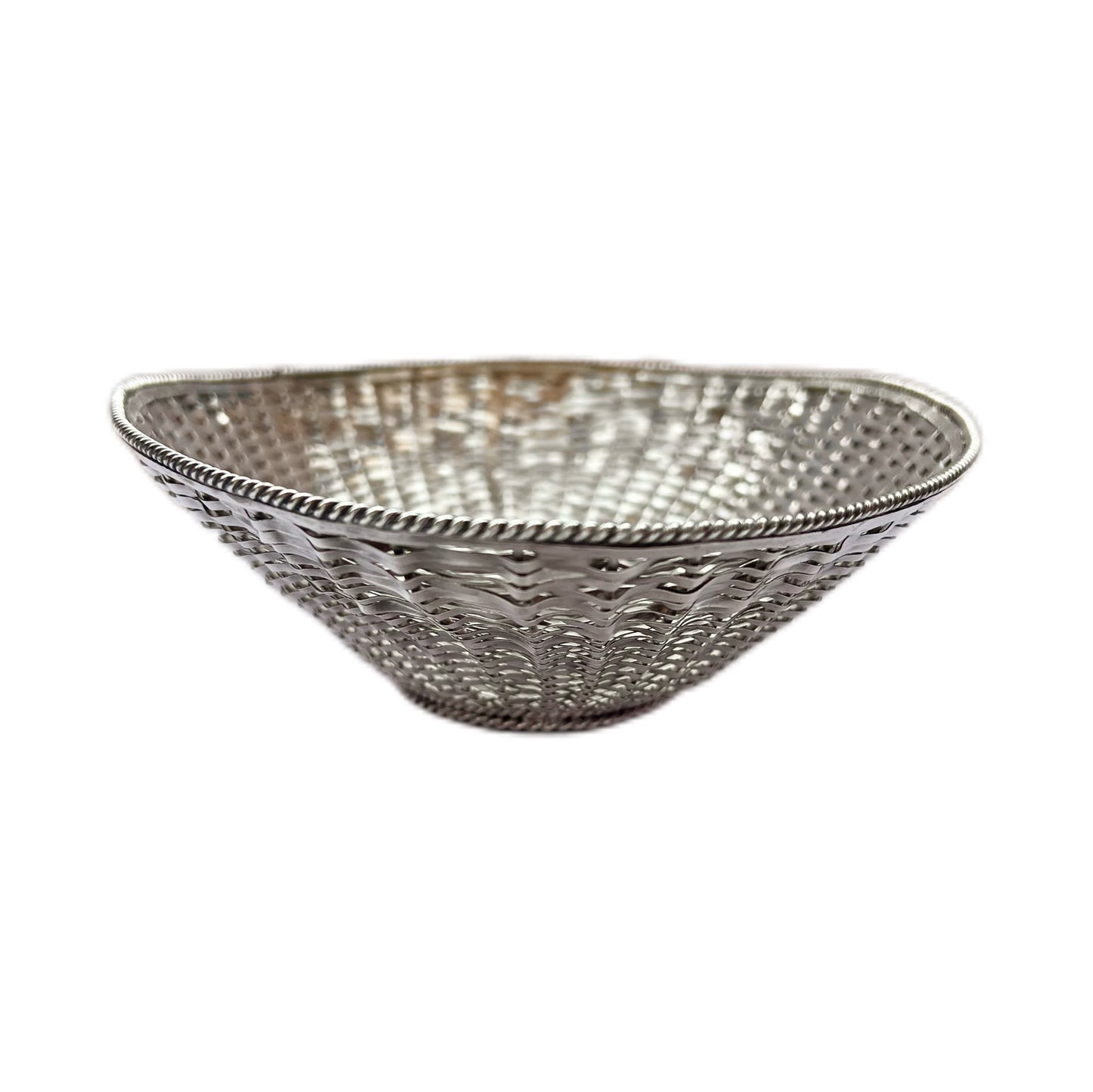 Midcentury Taxco Mexico sterling silver woven basket by Alfredo Villasana