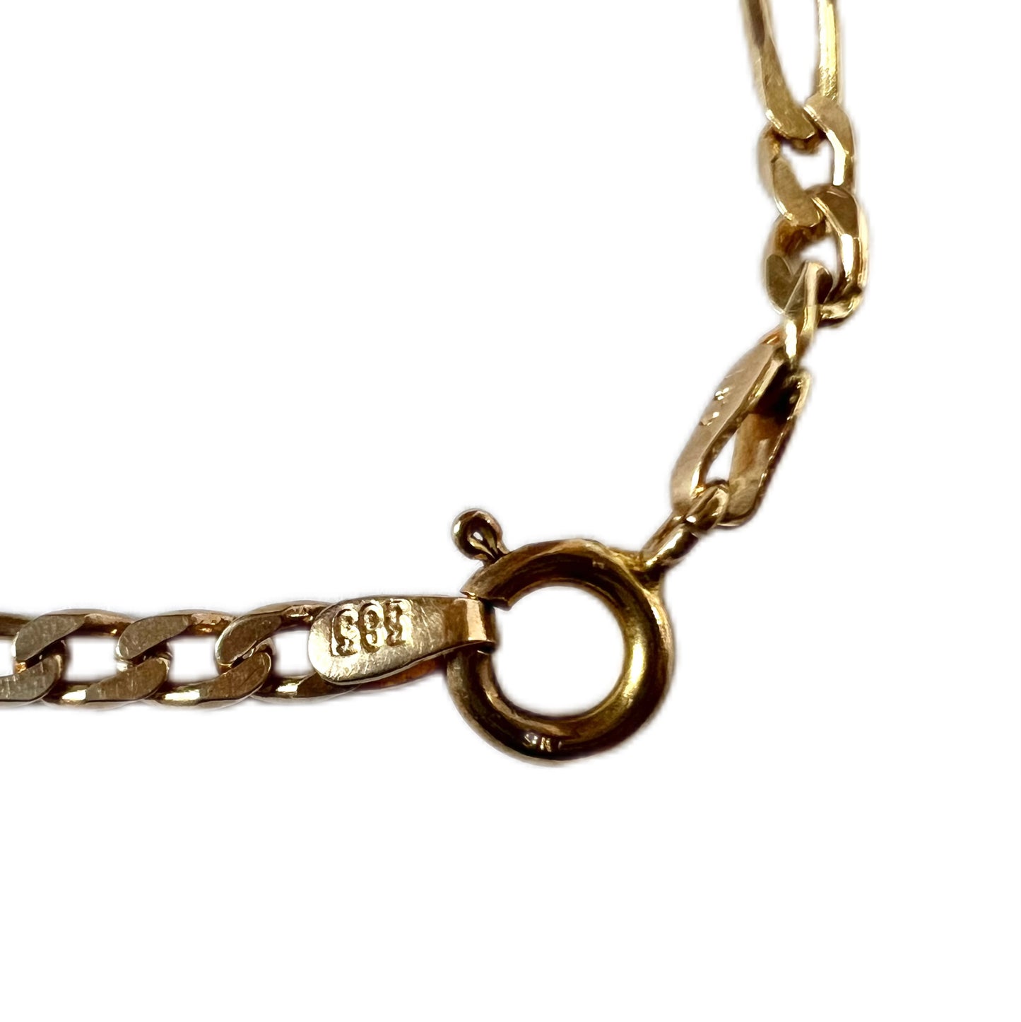 Vintage 14 carat yellow gold link Figaro chain link bracelet
