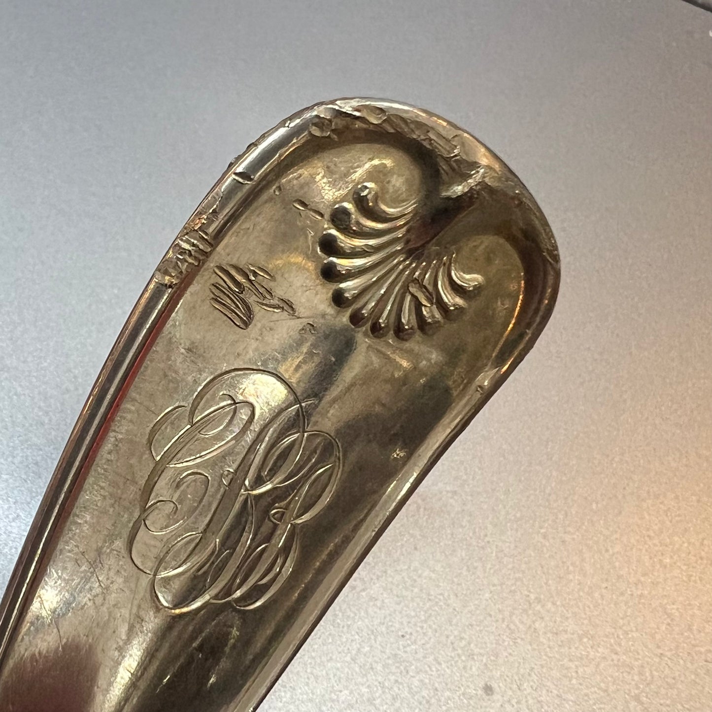 Set of 4 antique Tiffany & Co. Palm Pattern sterling silver table/dessert spoons