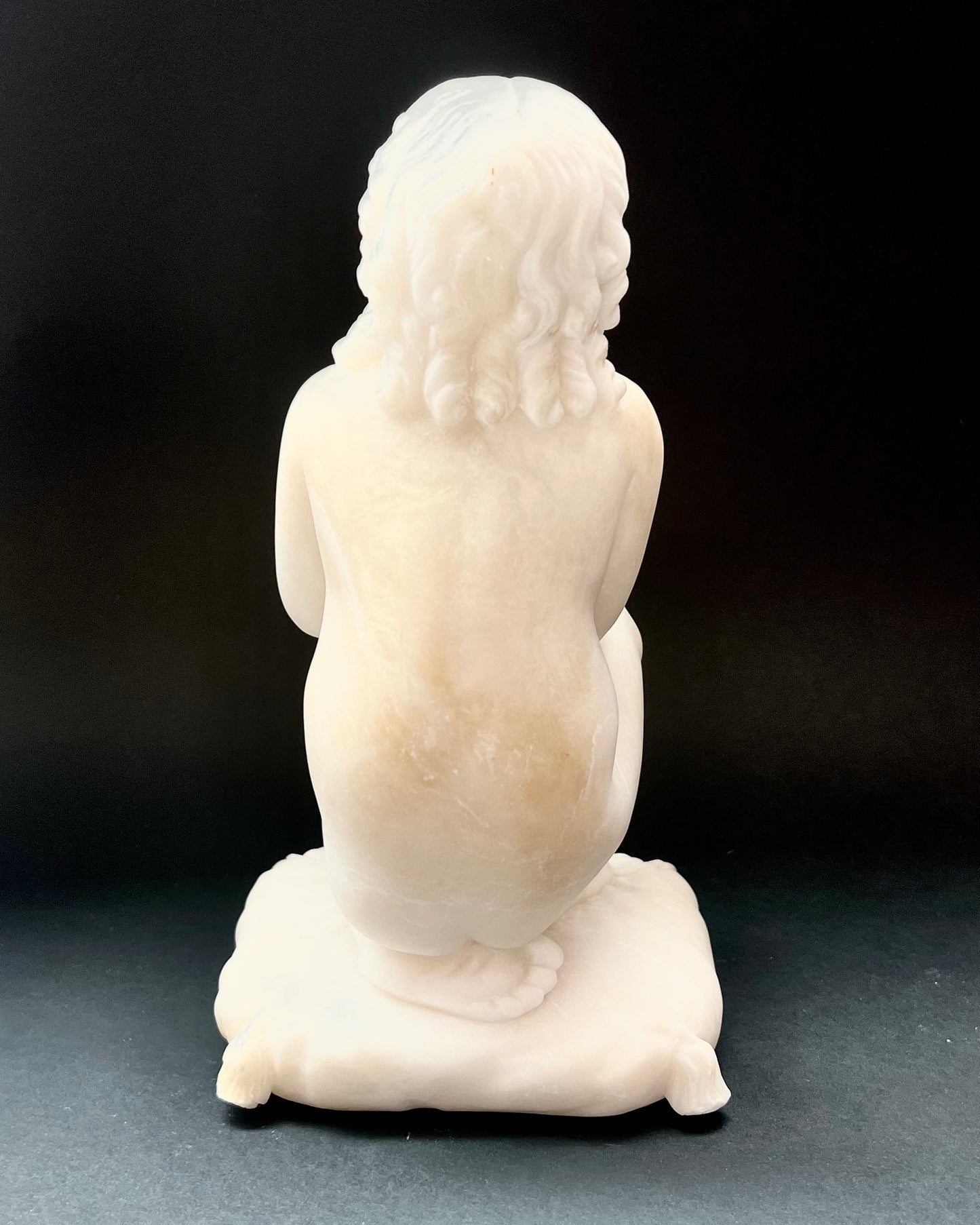 19th century antique alabaster sculpture after Luigi Pamplona’s Praying Boy