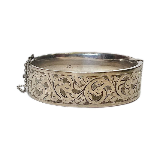 Antique Victorian sterling silver bangle, Chester, 1886