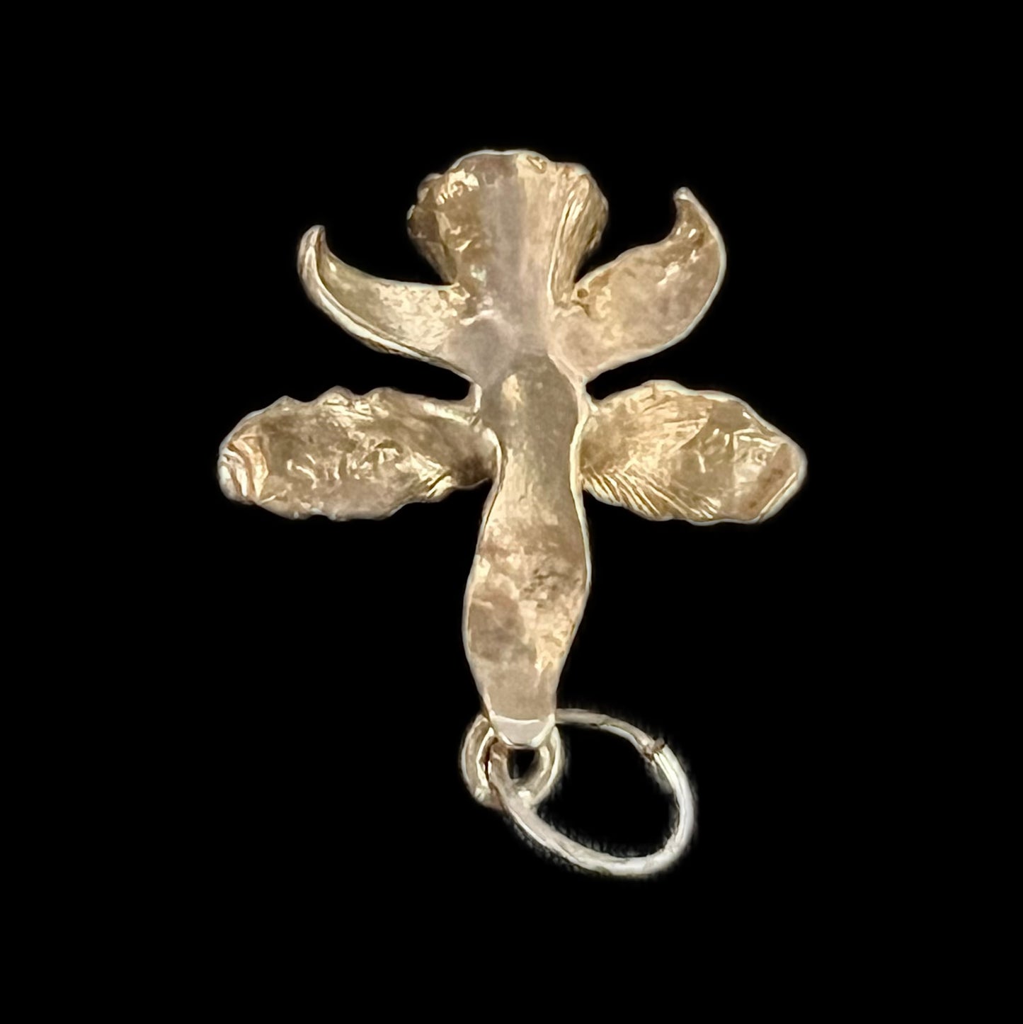 Vintage sterling silver and freshwater pearl orchid charm