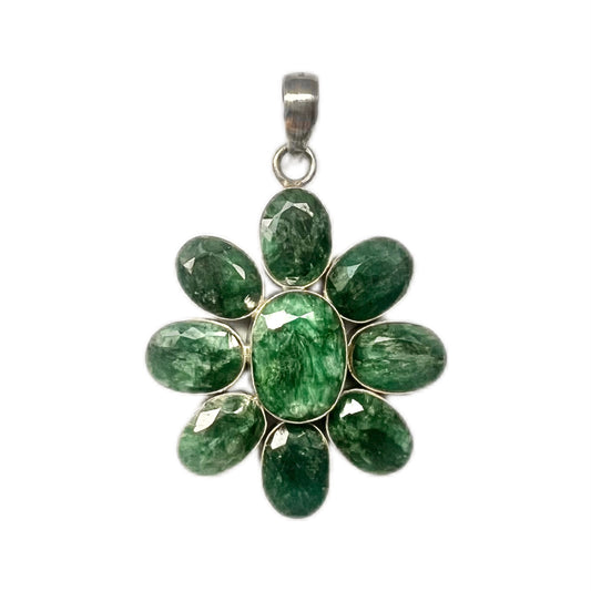 Vintage sterling silver and green stone pendant