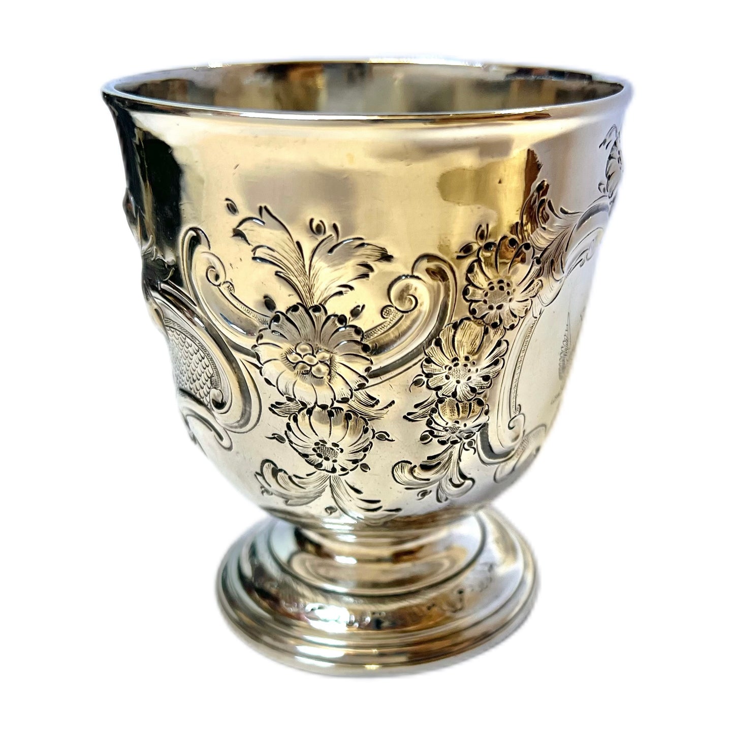 Magnificent George I Britannia silver goblet by Isaac Liger, London, 1719, Delamain family crest