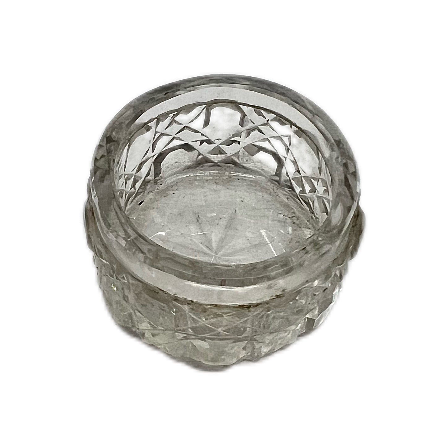 Edward VII sterling silver and cut glass British Art Nouveau rouge or pill box