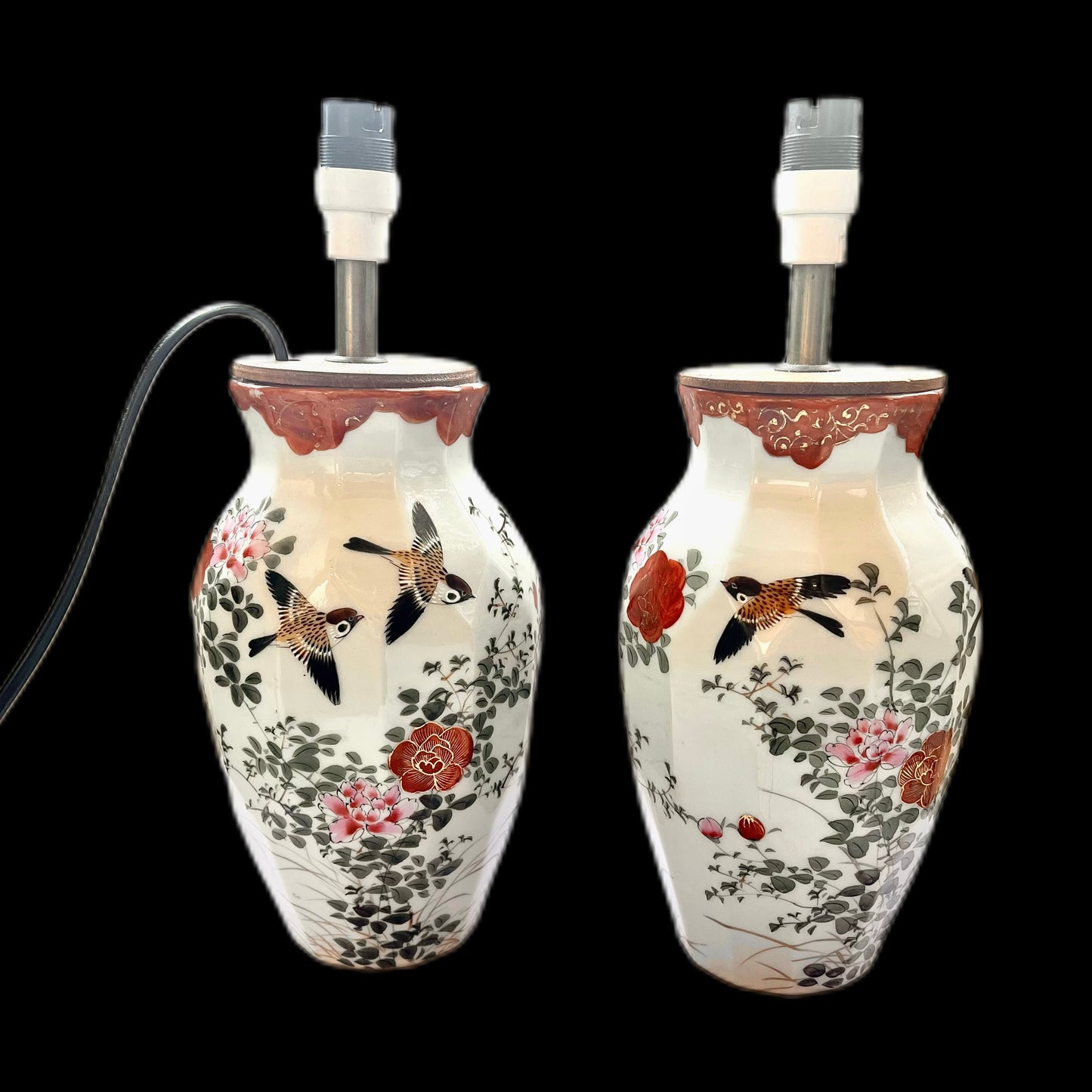 Pair of Meiji Period Nishiura Enji Lamp Vases, 19th century