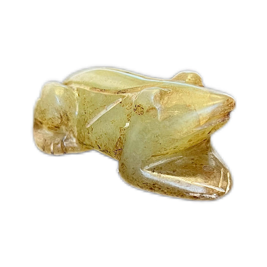 Vintage nephrite celadon jade carved frog pendant