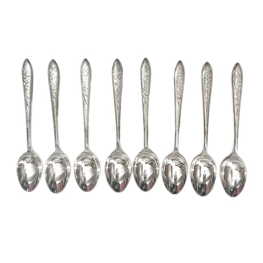 8 Chinese export silver teaspoons by Kingsburg, Hong Kong
