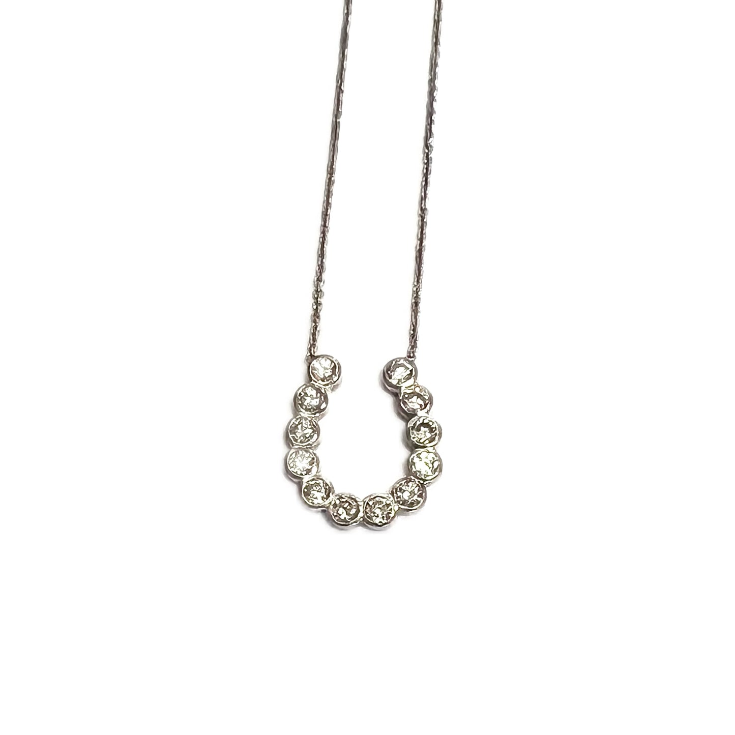 Vintage lucky horseshoe sterling silver necklace