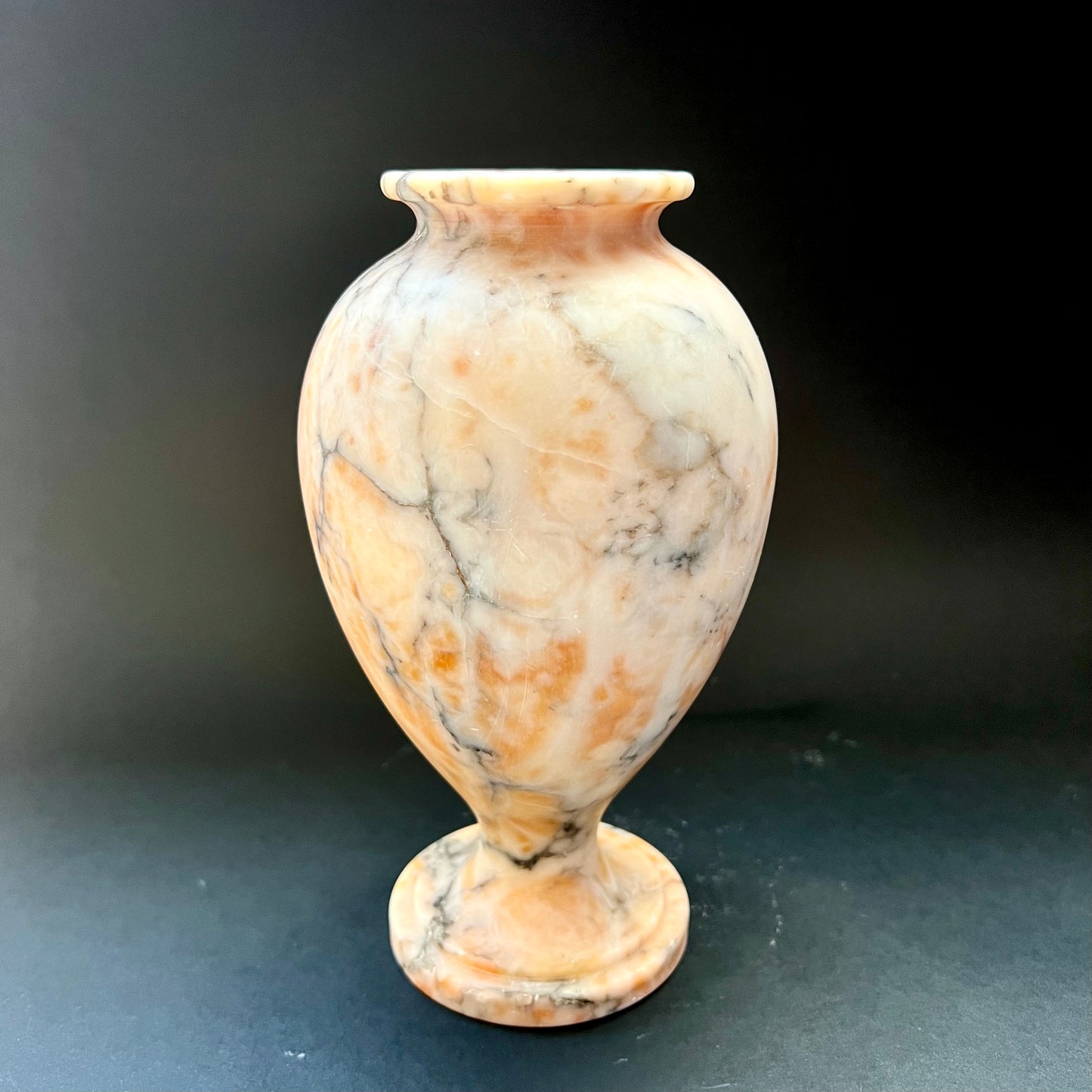 Salmon alabaster vase circa early to mid 20th century